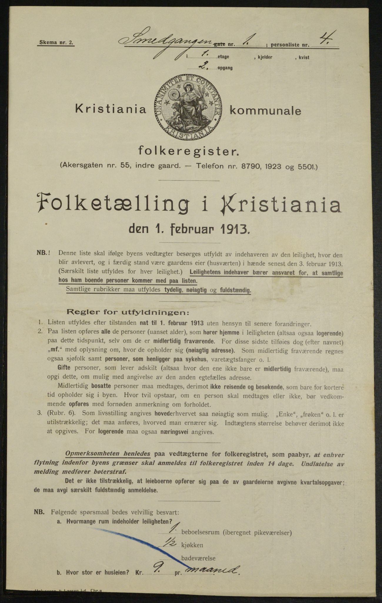 OBA, Kommunal folketelling 1.2.1913 for Kristiania, 1913, s. 97114