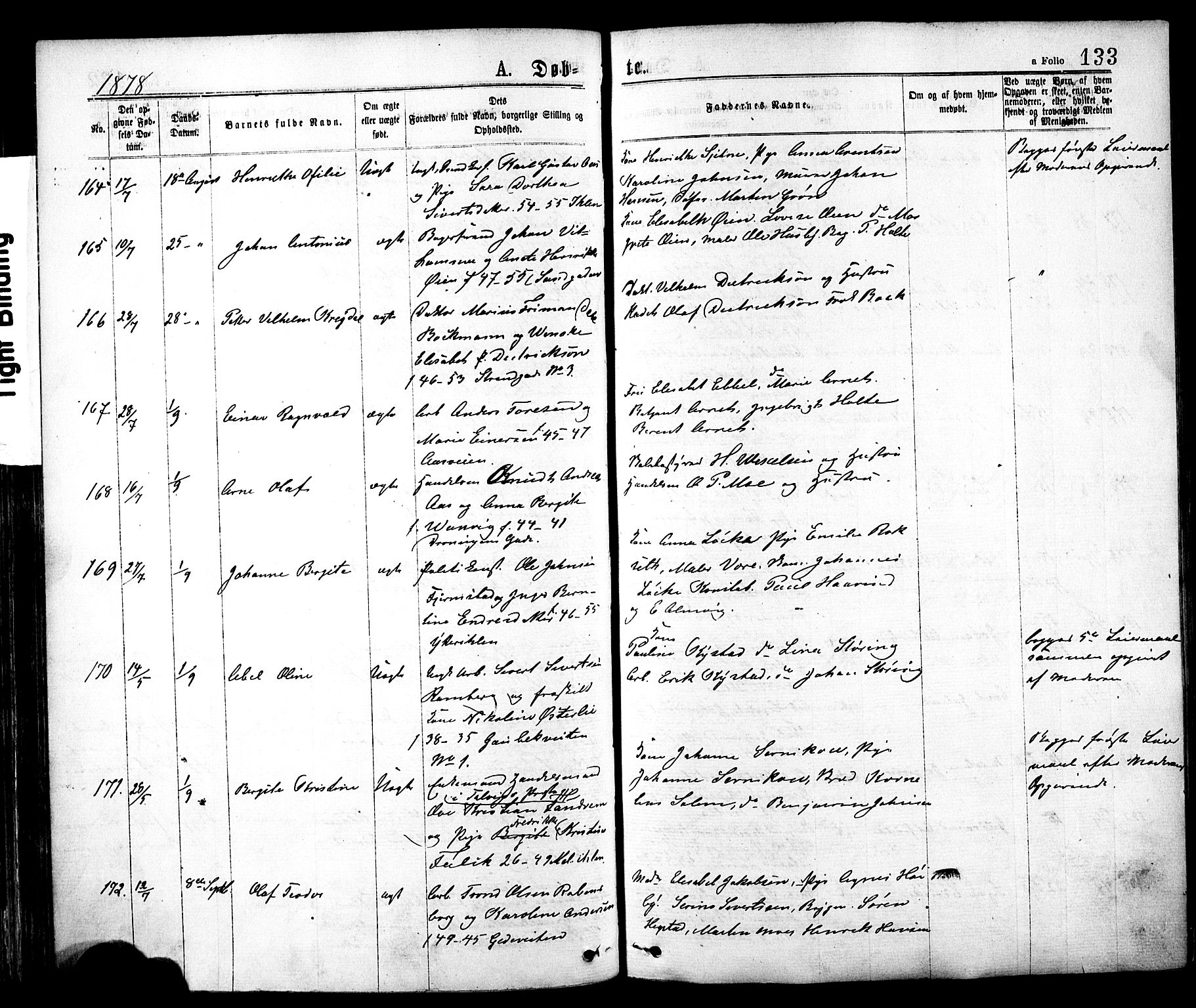 Ministerialprotokoller, klokkerbøker og fødselsregistre - Sør-Trøndelag, SAT/A-1456/602/L0118: Ministerialbok nr. 602A16, 1873-1879, s. 133