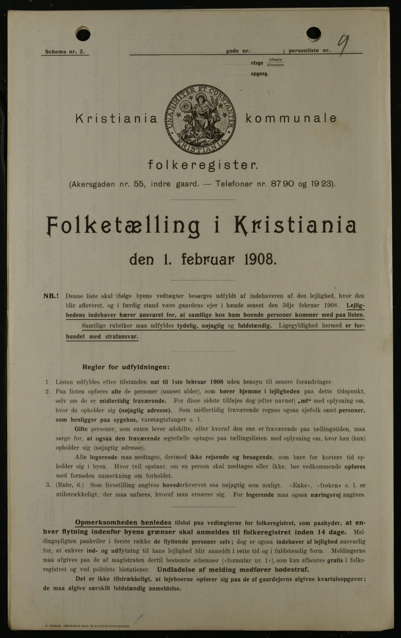 OBA, Kommunal folketelling 1.2.1908 for Kristiania kjøpstad, 1908, s. 1917