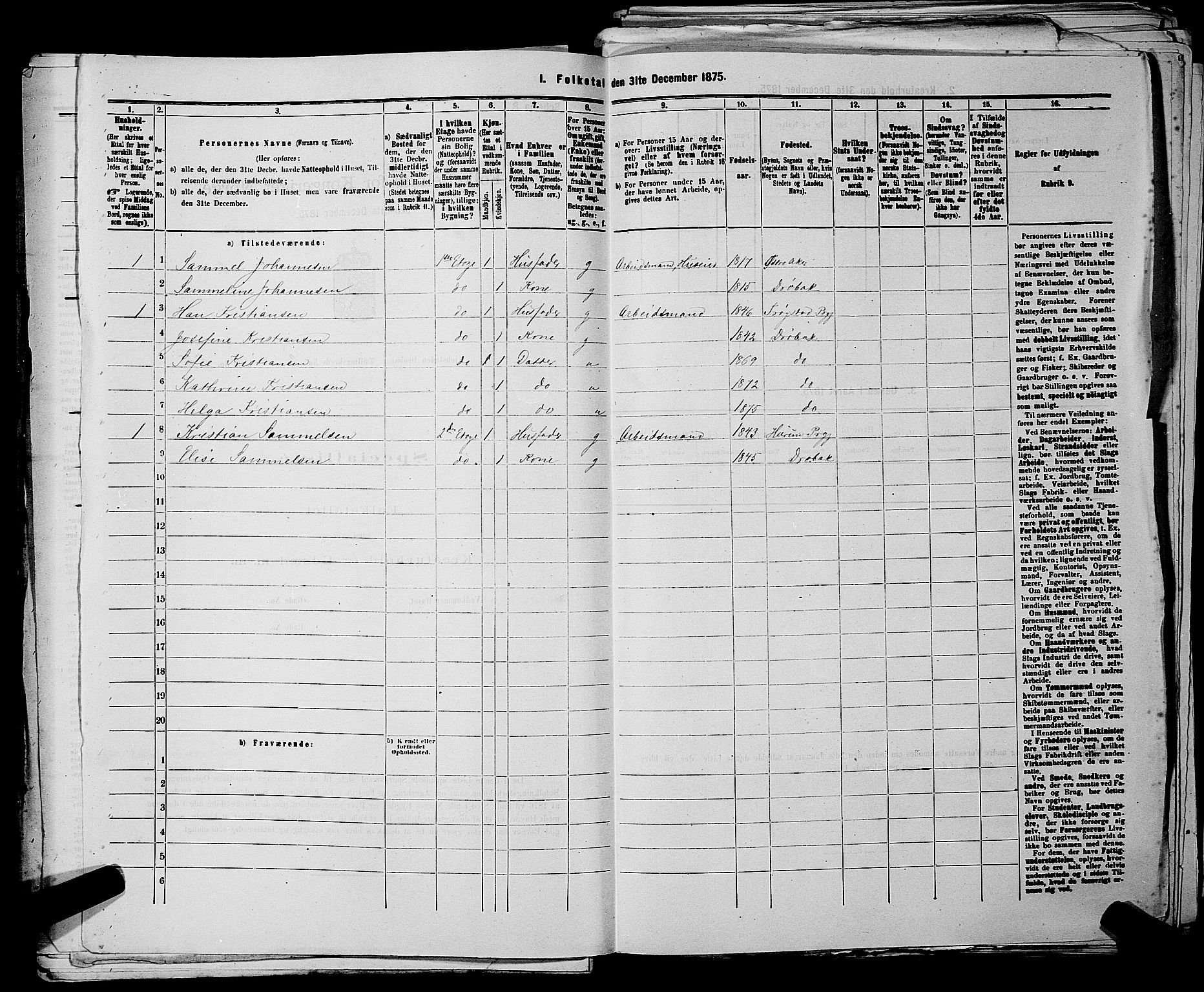 RA, Folketelling 1875 for 0203B Drøbak prestegjeld, Drøbak kjøpstad, 1875, s. 208