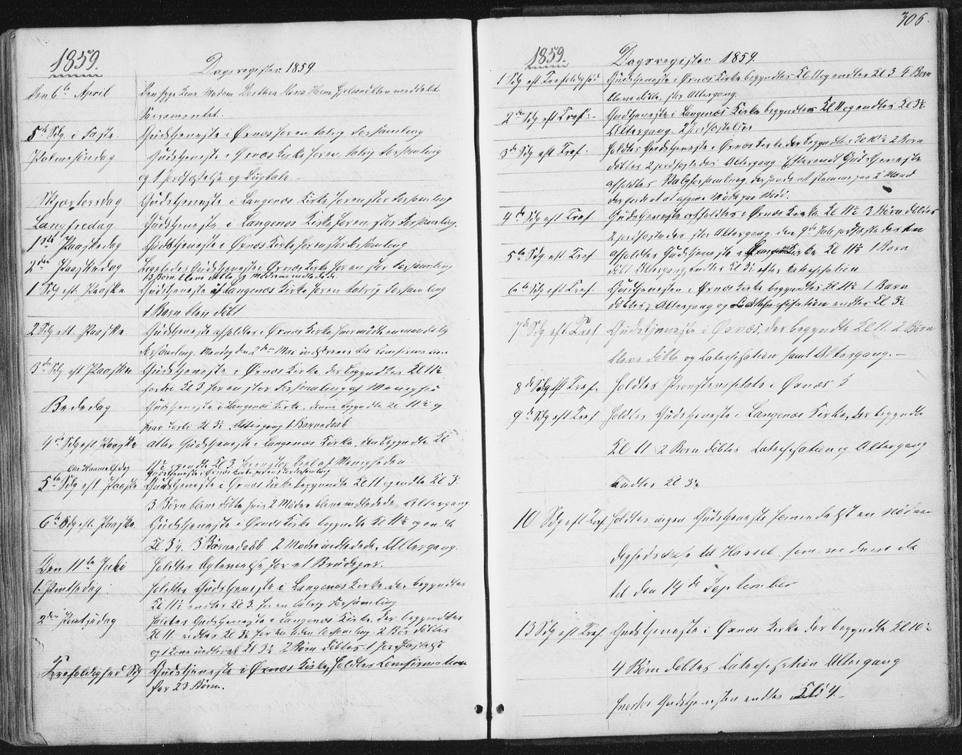 Ministerialprotokoller, klokkerbøker og fødselsregistre - Nordland, AV/SAT-A-1459/893/L1333: Ministerialbok nr. 893A06, 1858-1866, s. 306