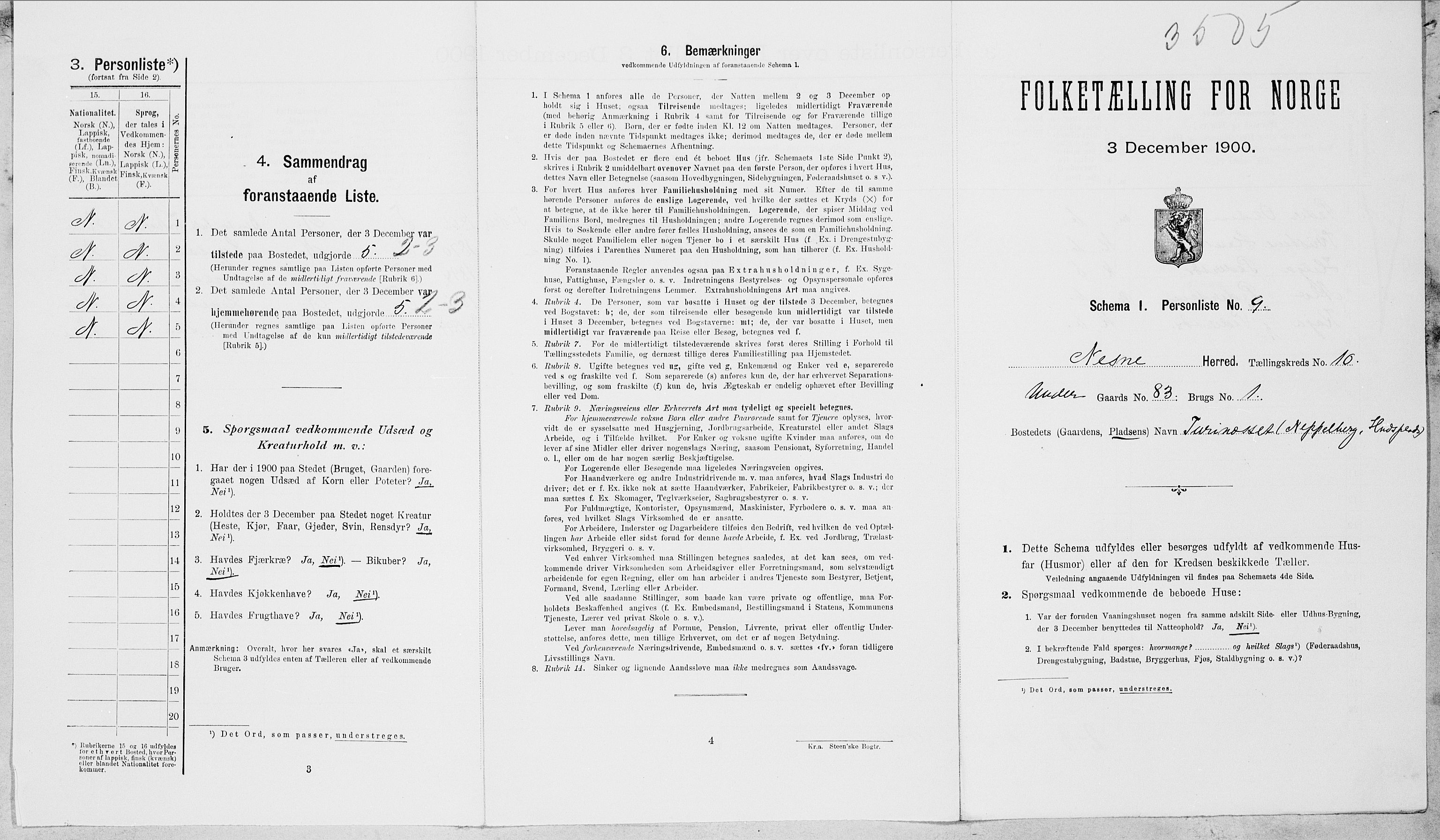 SAT, Folketelling 1900 for 1828 Nesna herred, 1900, s. 975