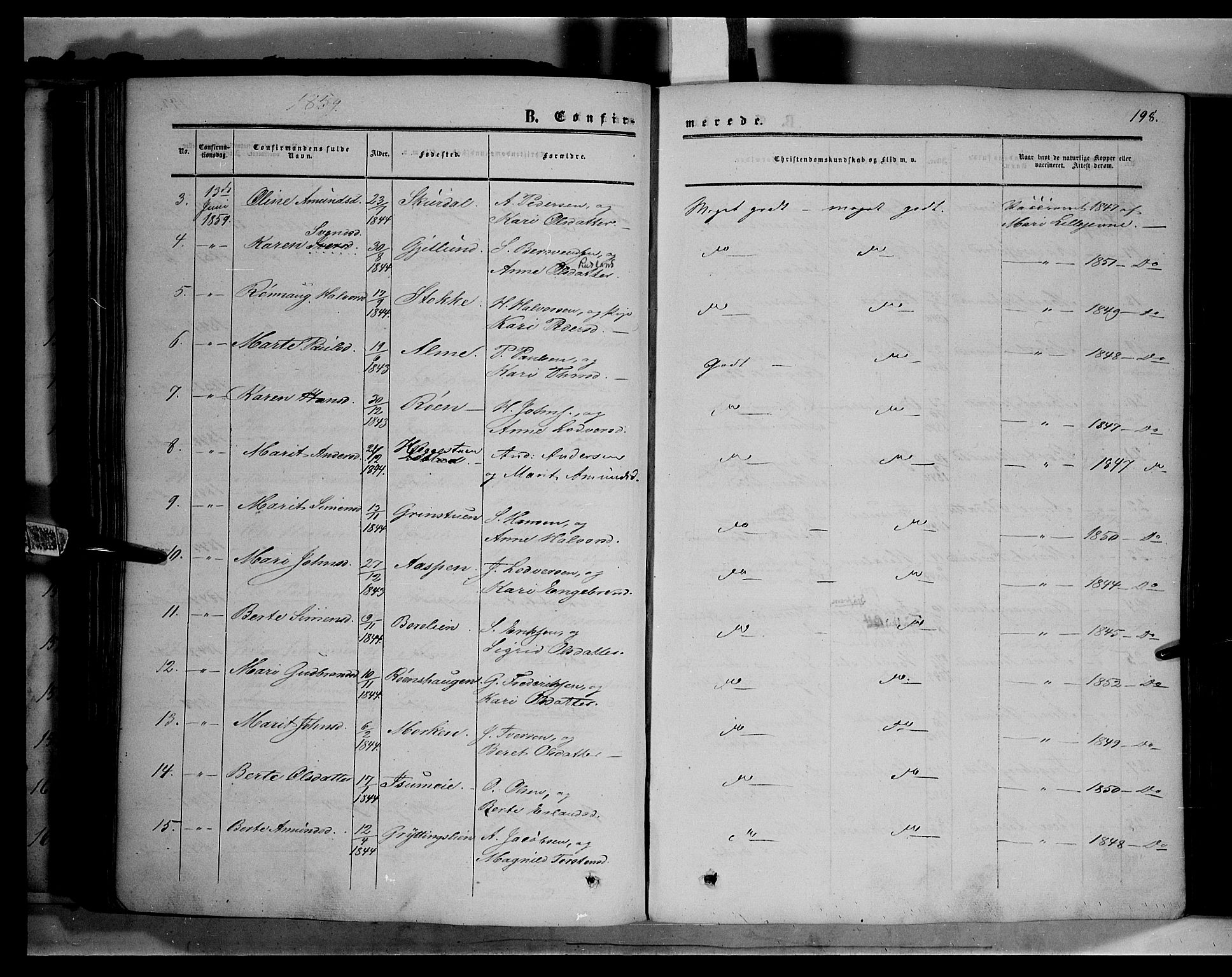 Sør-Fron prestekontor, AV/SAH-PREST-010/H/Ha/Haa/L0001: Ministerialbok nr. 1, 1849-1863, s. 198