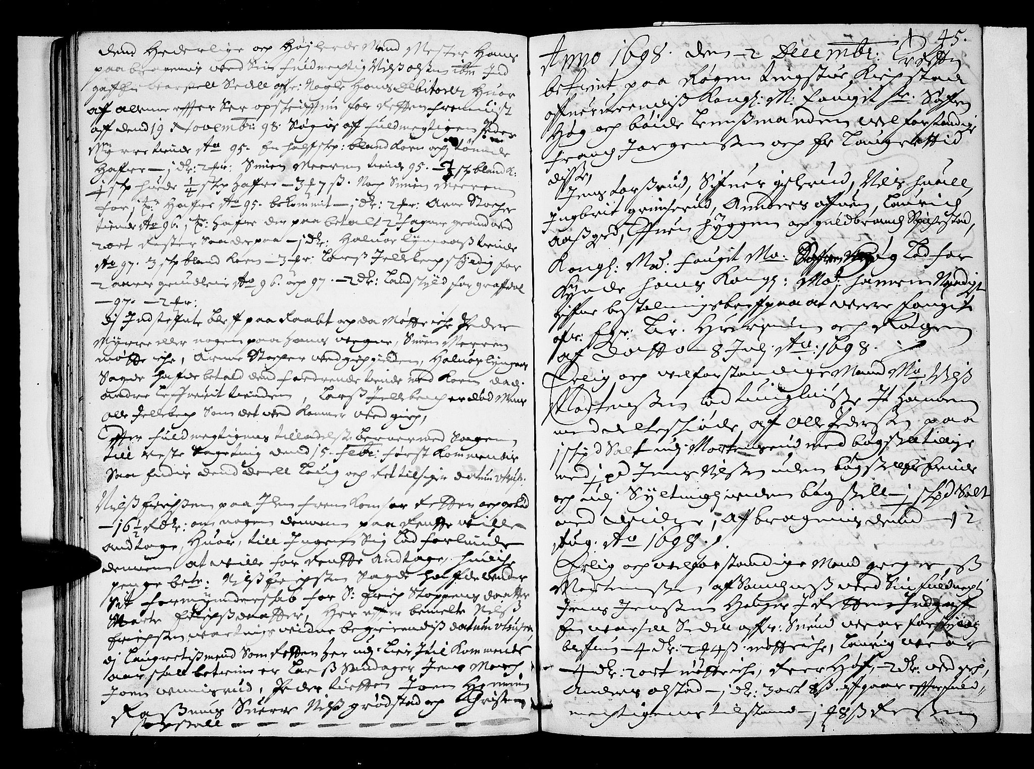 Lier, Røyken og Hurum sorenskriveri, AV/SAKO-A-89/F/Fa/L0037: Tingbok, 1697-1699, s. 45