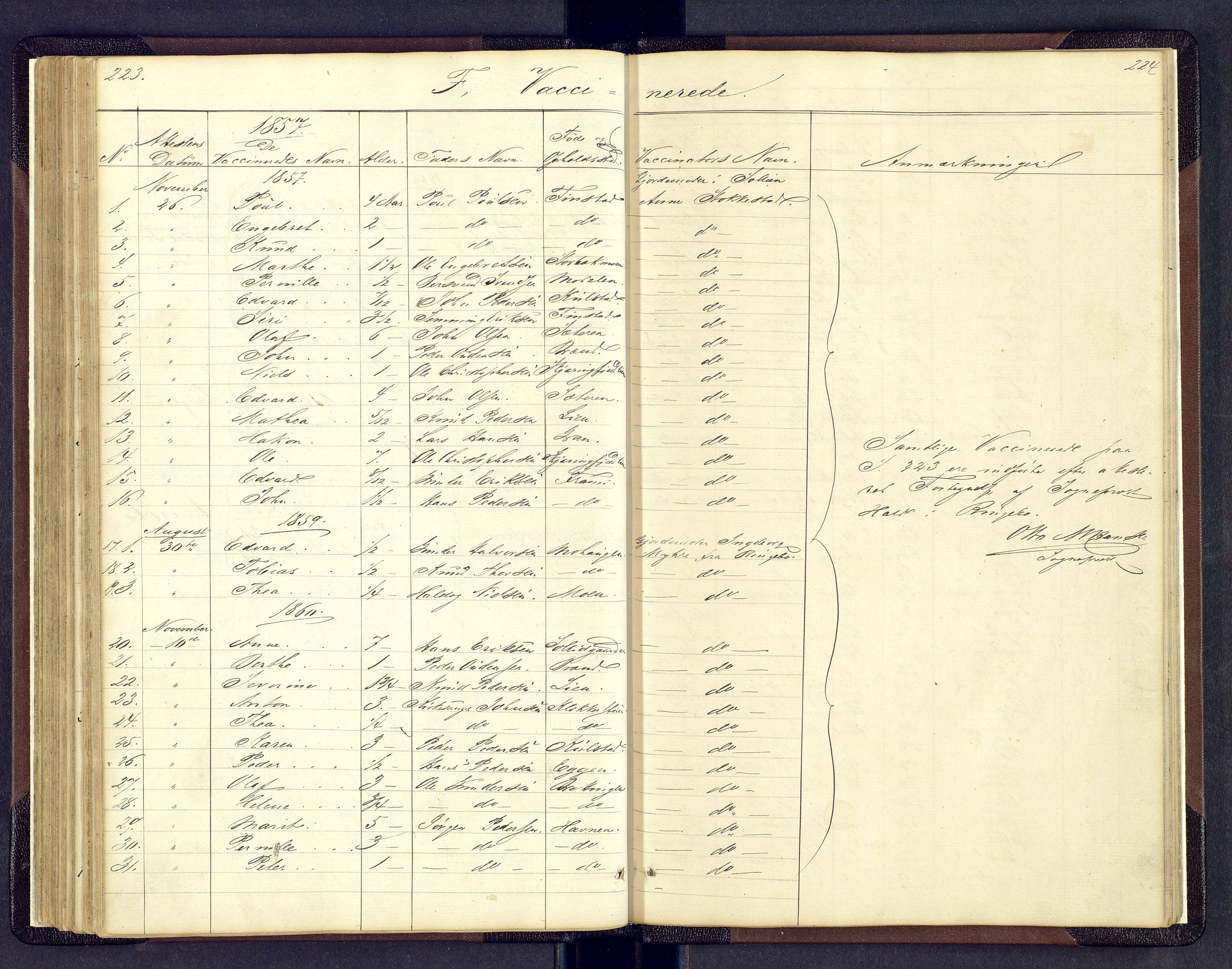 Sollia prestekontor, AV/SAH-PREST-050/H/Ha/Hab/L0001: Klokkerbok nr. 1, 1862-1879, s. 223-224