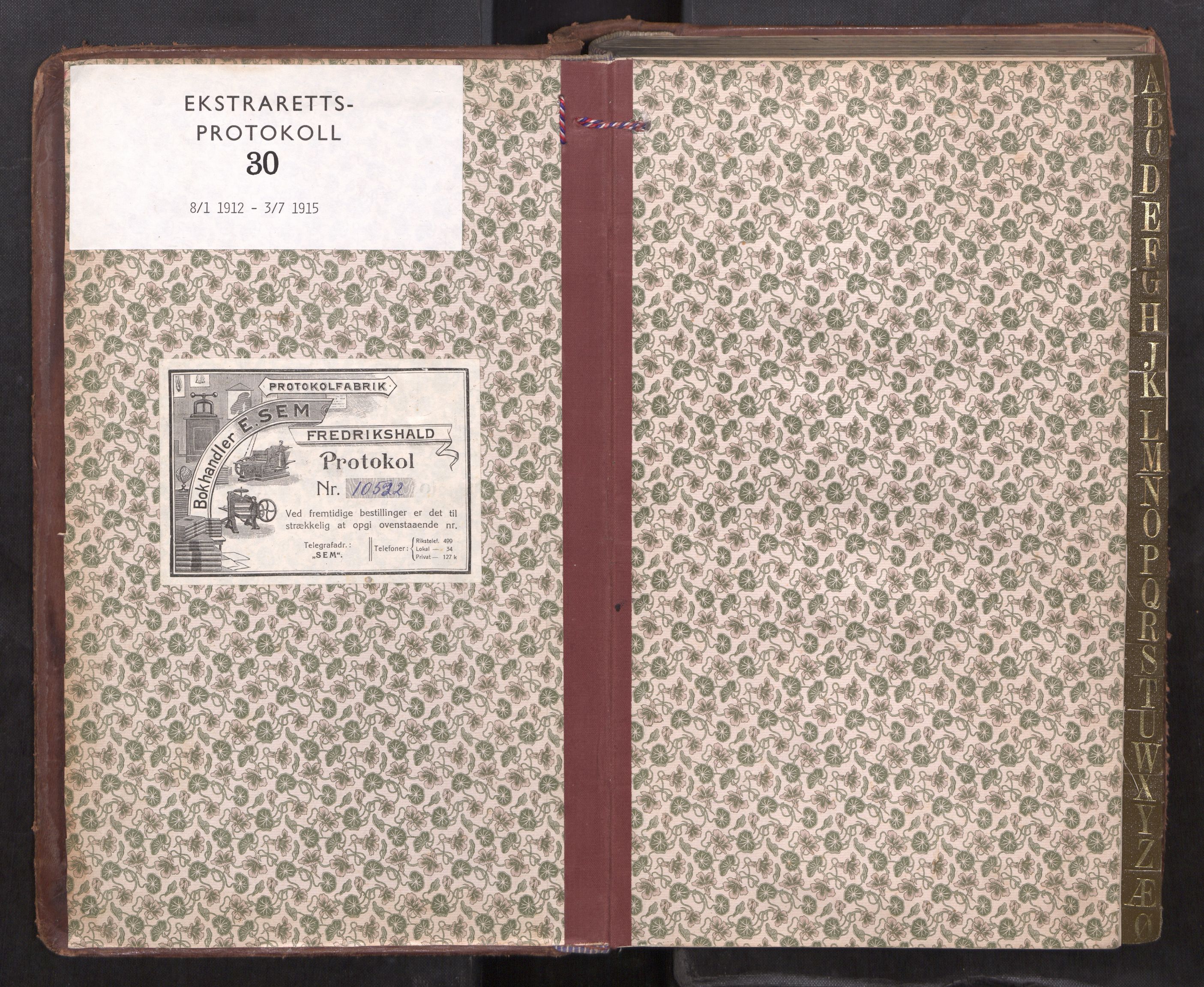 Fosen sorenskriveri, SAT/A-1107/1/1/1B/L0033: Ekstrarettsprotokoll, 1912-1915