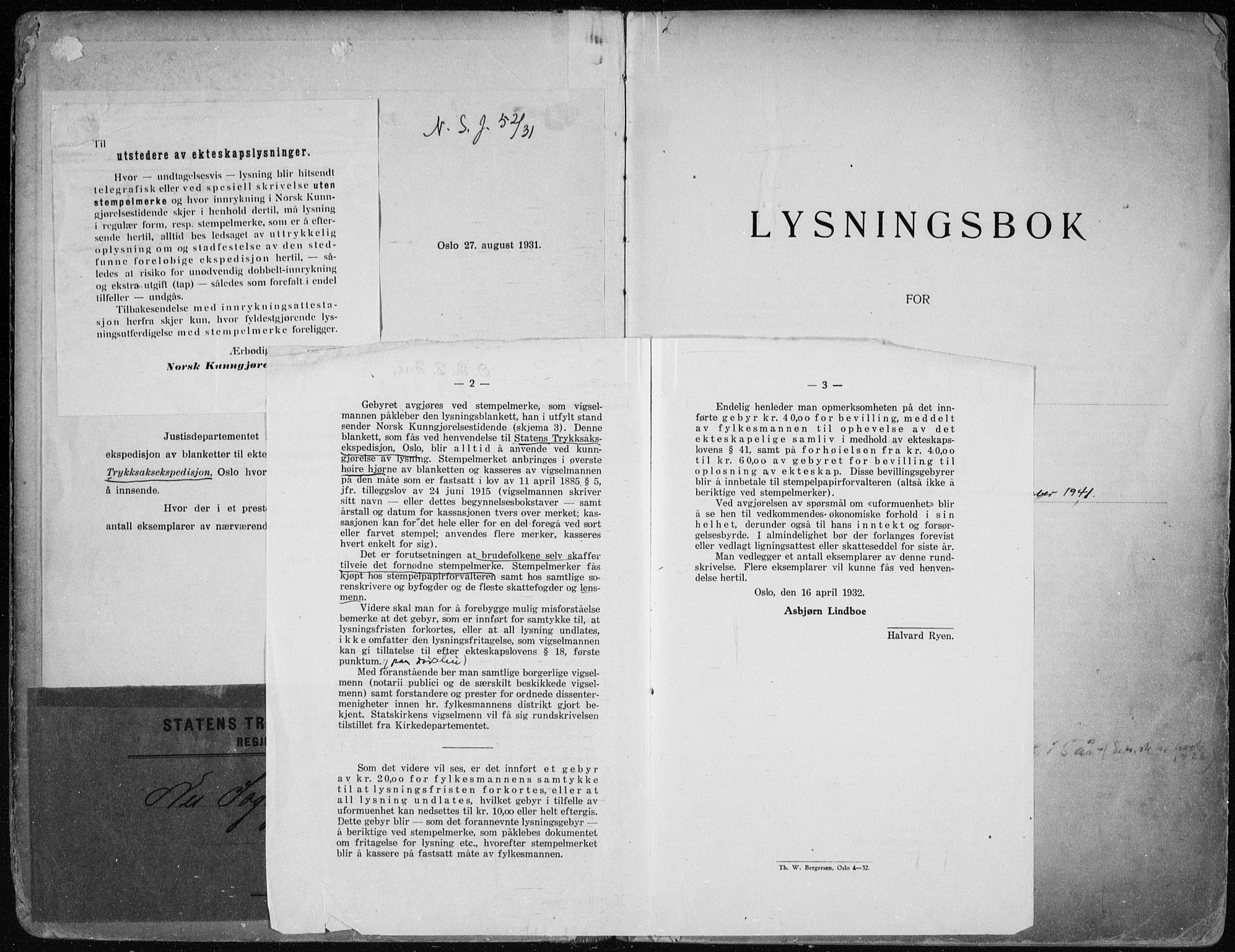 Nes prestekontor Kirkebøker, AV/SAO-A-10410/H/L0001: Lysningsprotokoll nr. 1, 1920-1941