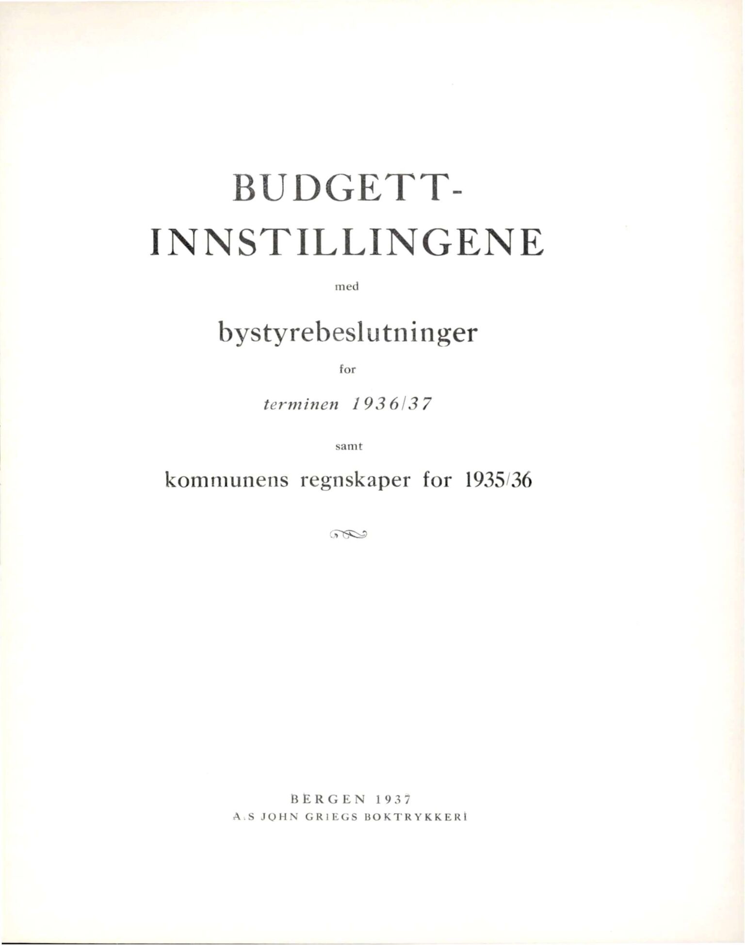 Bergen kommune. Formannskapet, BBA/A-0003/Ad/L0133: Bergens Kommuneforhandlinger, bind II, 1936