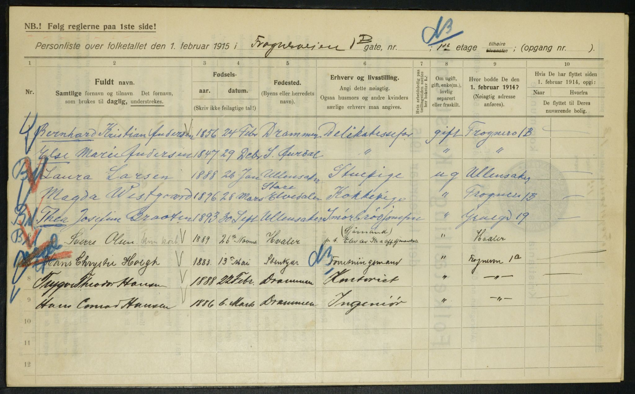 OBA, Kommunal folketelling 1.2.1915 for Kristiania, 1915, s. 26791