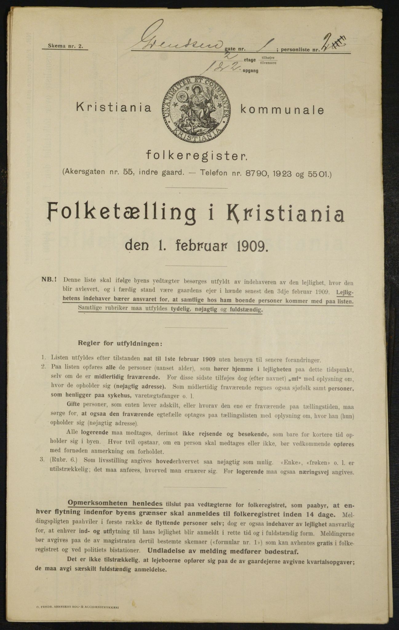 OBA, Kommunal folketelling 1.2.1909 for Kristiania kjøpstad, 1909, s. 26960