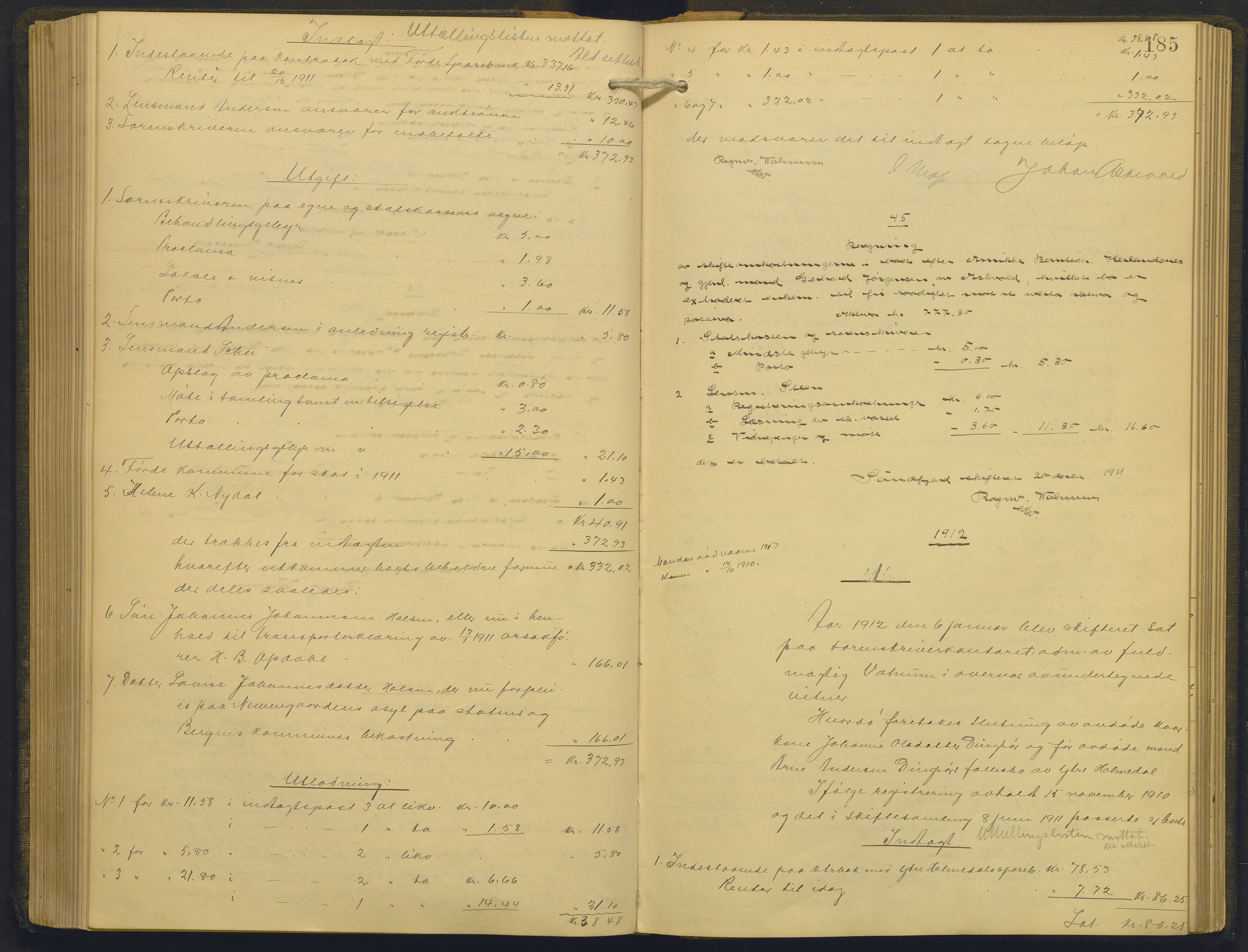 Sunnfjord tingrett, AV/SAB-A-3201/1/H/Hd/L0010: Skifteutlodningsprotokoll, 1907-1914, s. 184b-185a
