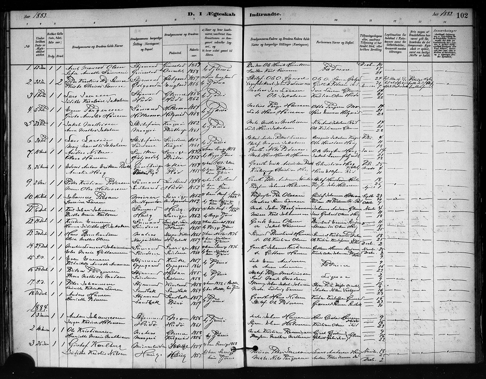 Tjøme kirkebøker, AV/SAKO-A-328/F/Fa/L0001: Ministerialbok nr. I 1, 1879-1890, s. 102