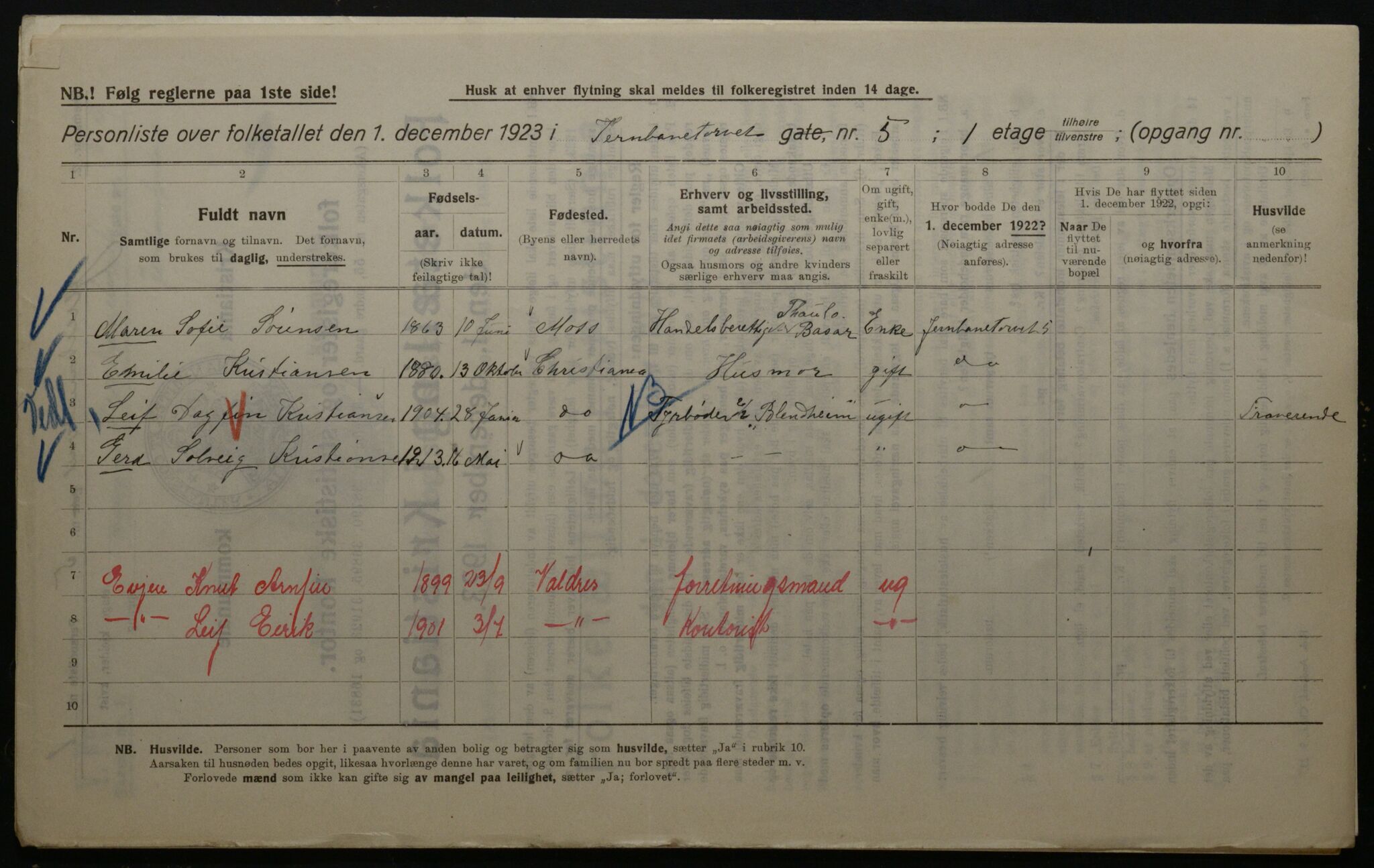 OBA, Kommunal folketelling 1.12.1923 for Kristiania, 1923, s. 52580