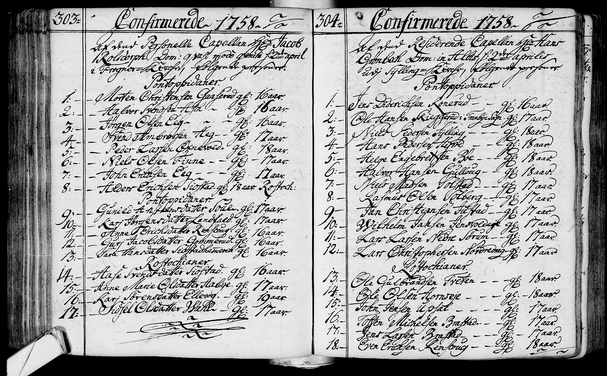 Lier kirkebøker, SAKO/A-230/F/Fa/L0004: Ministerialbok nr. I 4, 1749-1764, s. 303-304