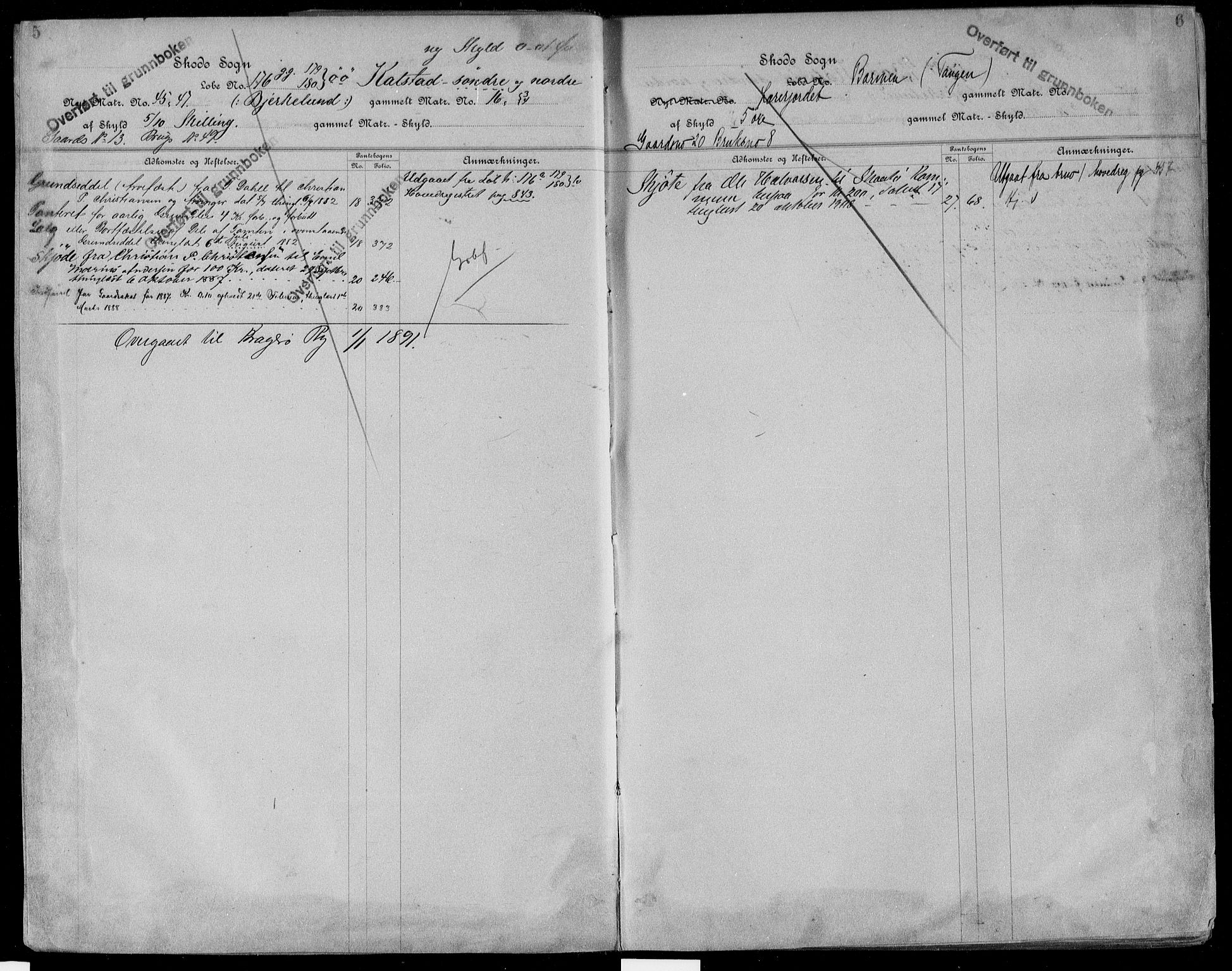 Kragerø sorenskriveri, SAKO/A-65/G/Gb/Gbc/L0002: Panteregister nr. III 2, s. 5-6