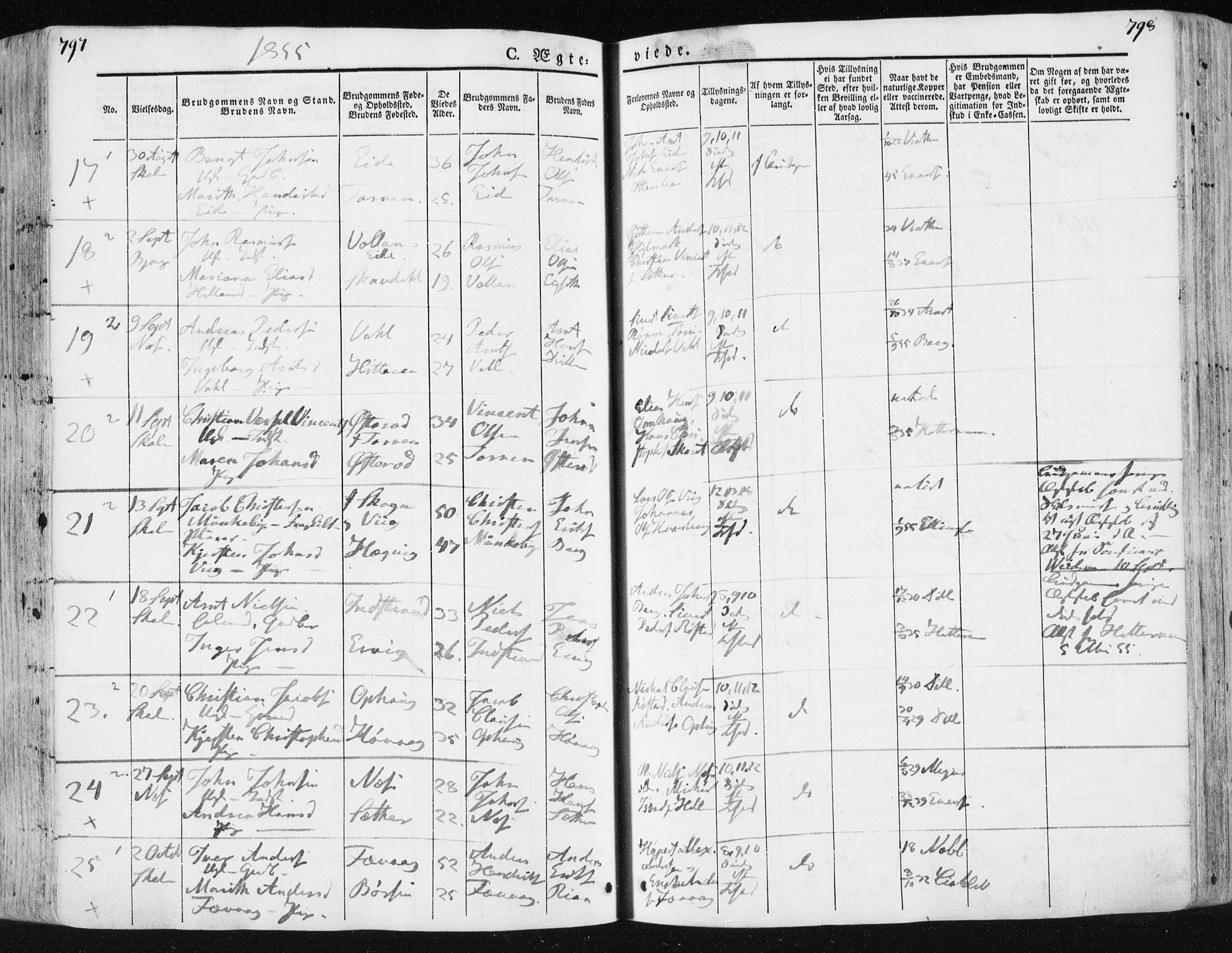 Ministerialprotokoller, klokkerbøker og fødselsregistre - Sør-Trøndelag, AV/SAT-A-1456/659/L0736: Ministerialbok nr. 659A06, 1842-1856, s. 797-798
