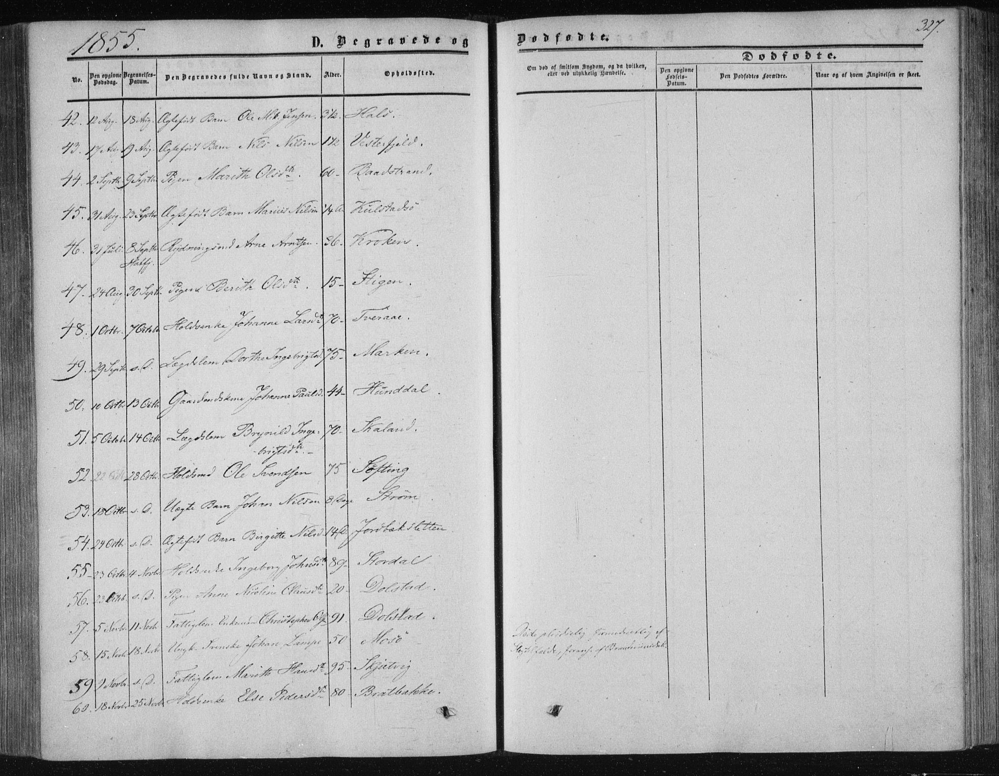 Ministerialprotokoller, klokkerbøker og fødselsregistre - Nordland, AV/SAT-A-1459/820/L0293: Ministerialbok nr. 820A14, 1855-1865, s. 327