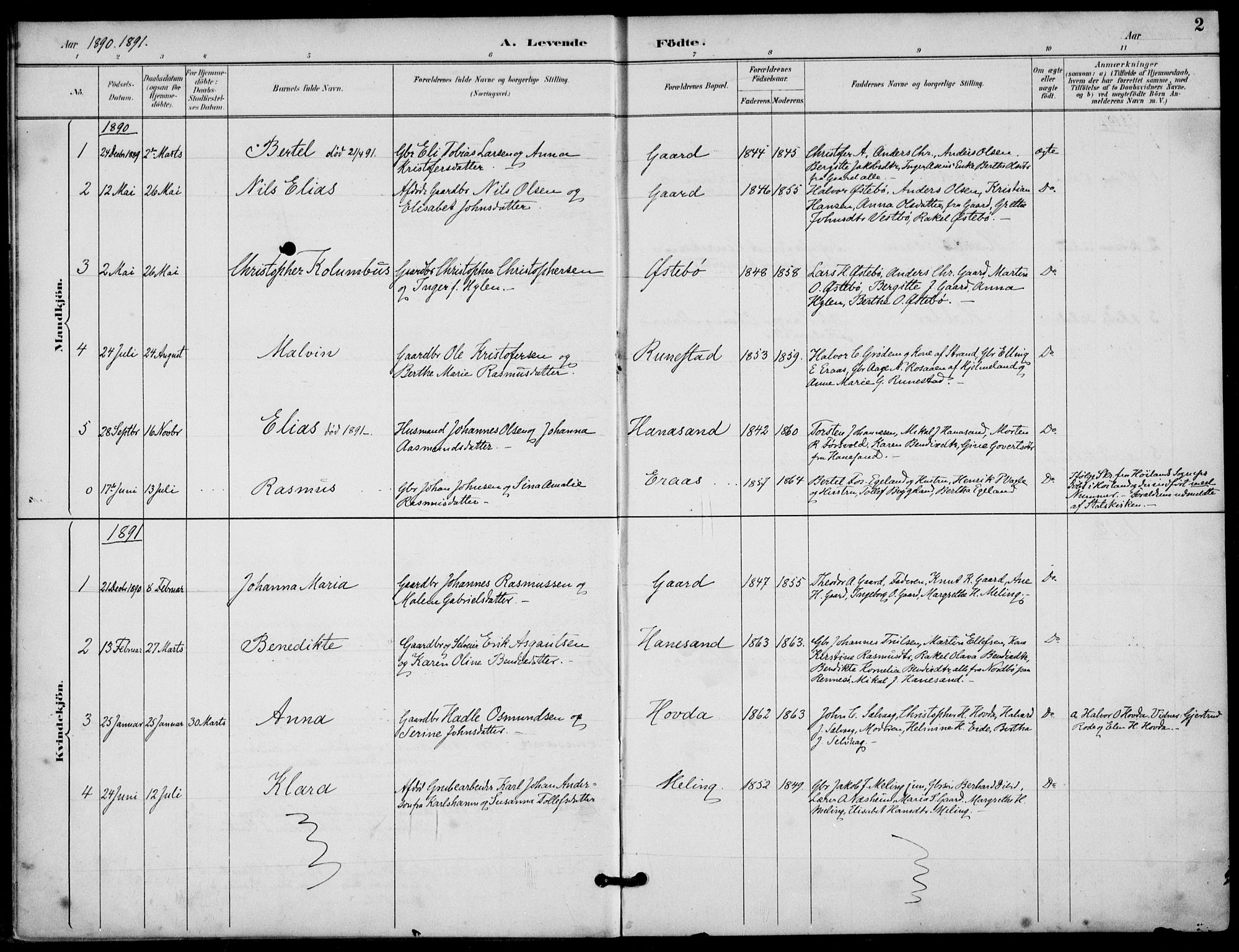 Finnøy sokneprestkontor, AV/SAST-A-101825/H/Ha/Haa/L0012: Ministerialbok nr. A 12, 1889-1917, s. 2