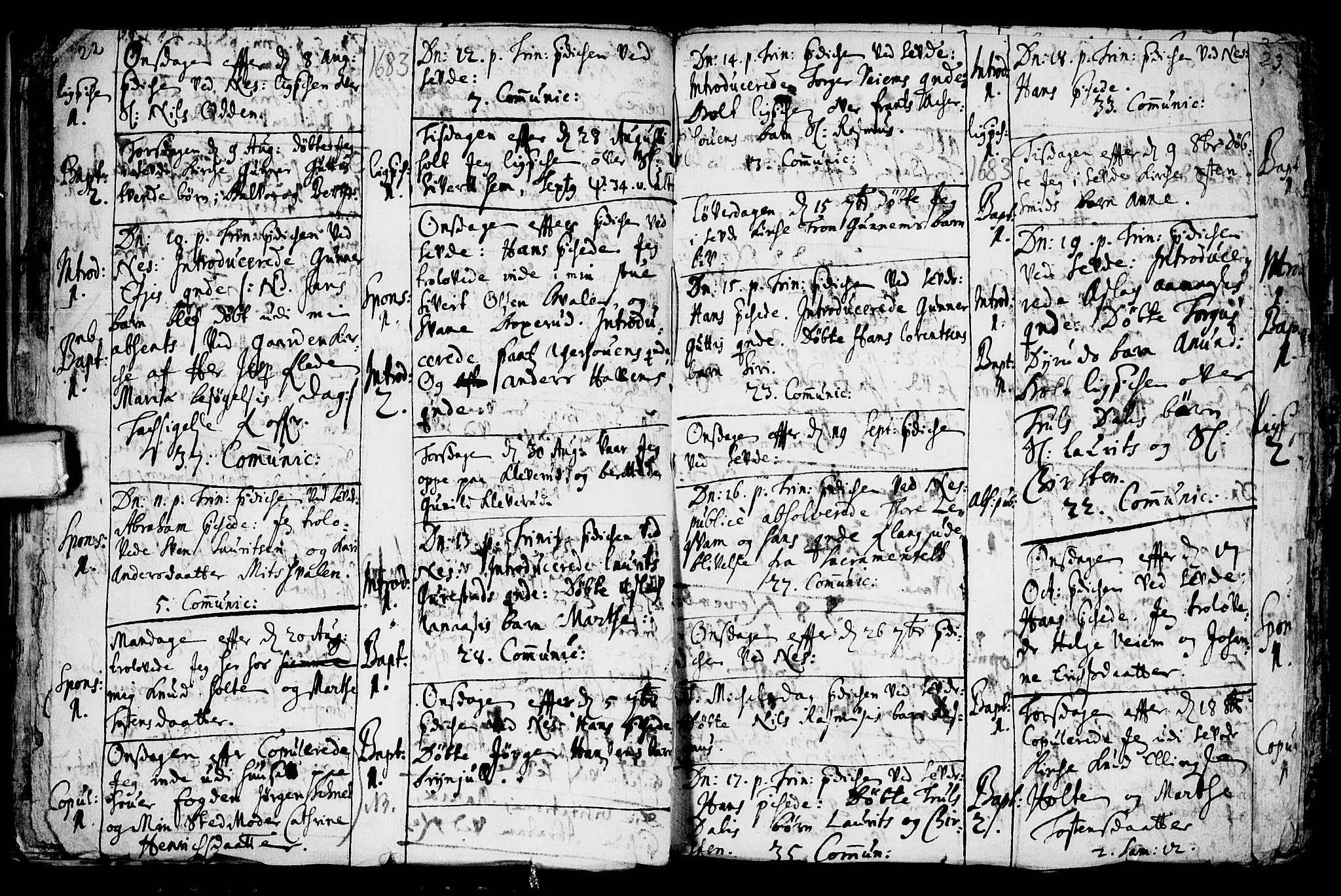 Sauherad kirkebøker, SAKO/A-298/F/Fa/L0002: Ministerialbok nr. I 2, 1681-1720, s. 22-23