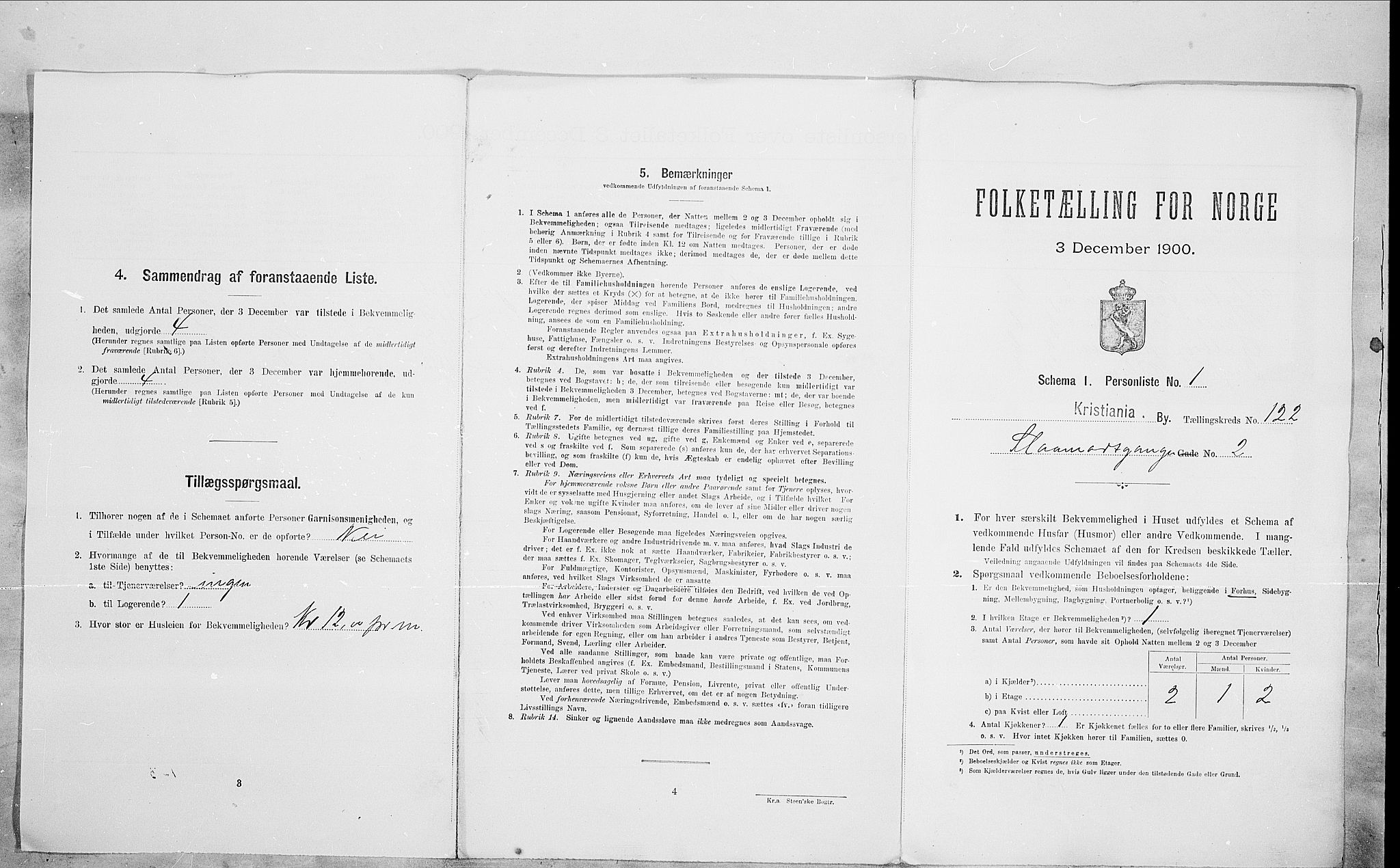 SAO, Folketelling 1900 for 0301 Kristiania kjøpstad, 1900, s. 86116