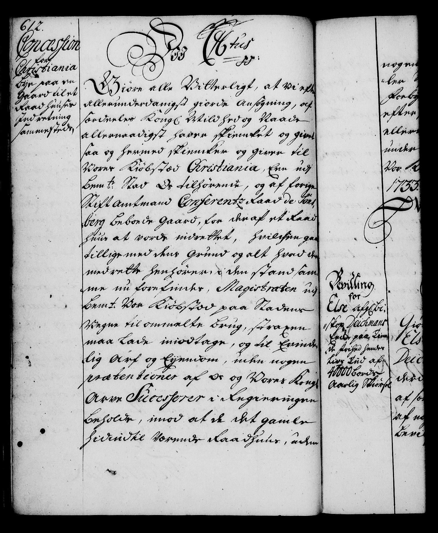 Rentekammeret, Kammerkanselliet, RA/EA-3111/G/Gg/Gga/L0003: Norsk ekspedisjonsprotokoll med register (merket RK 53.3), 1727-1734, s. 612