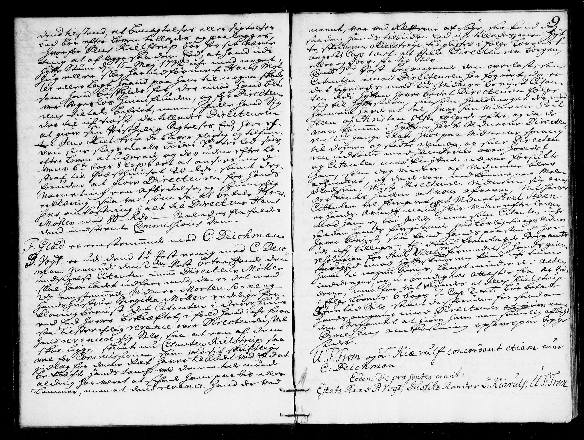 Overhoffretten 1667-1797, AV/RA-EA-2884/Ac/L0169: Voteringsprotokoll, 1734, s. 8b-9a