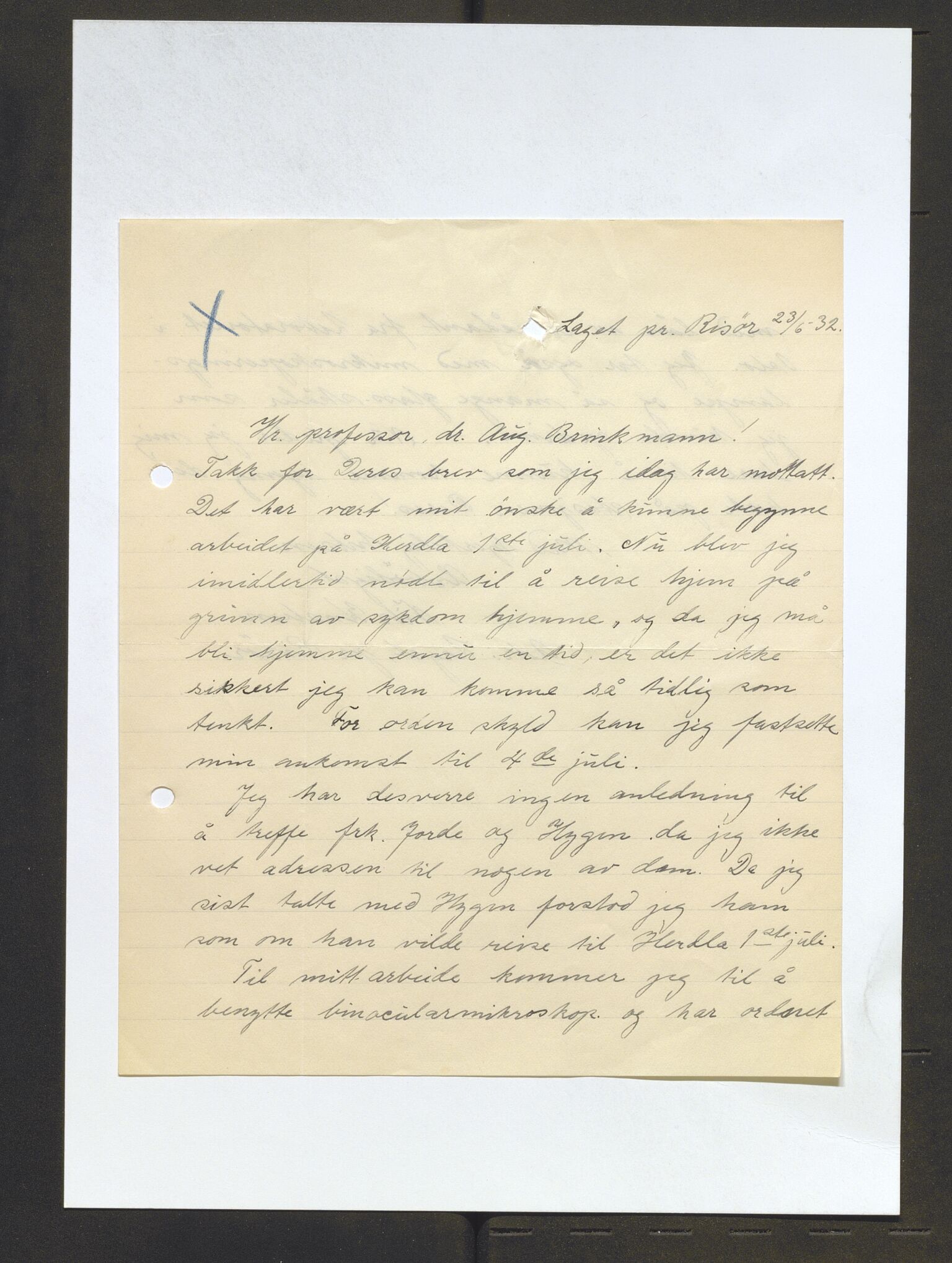 Bergens Museum, AV/SAB-A-17301/13/D/L0002: Korrespondanse , 1928-1940, s. 626