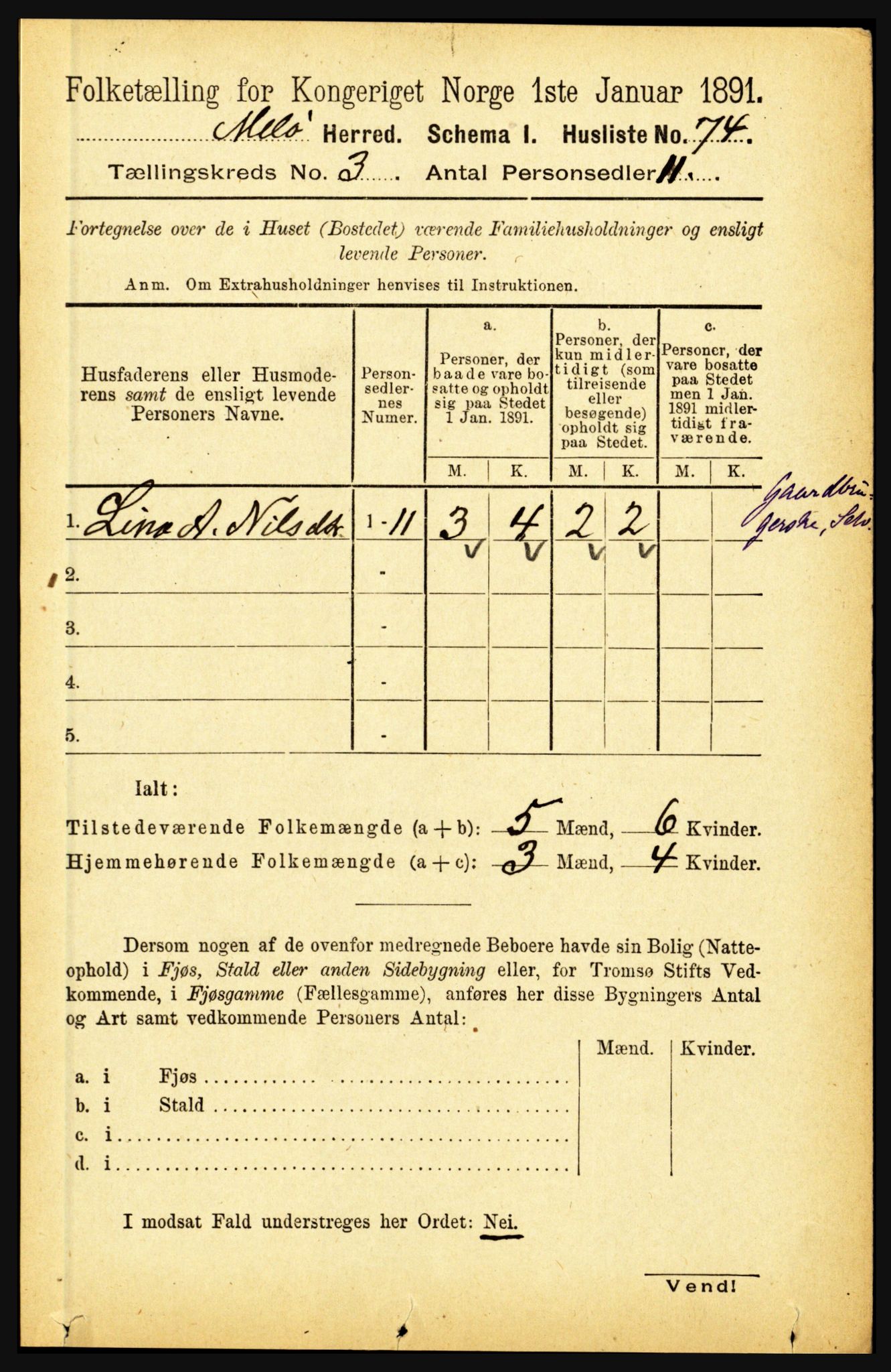 RA, Folketelling 1891 for 1837 Meløy herred, 1891, s. 919