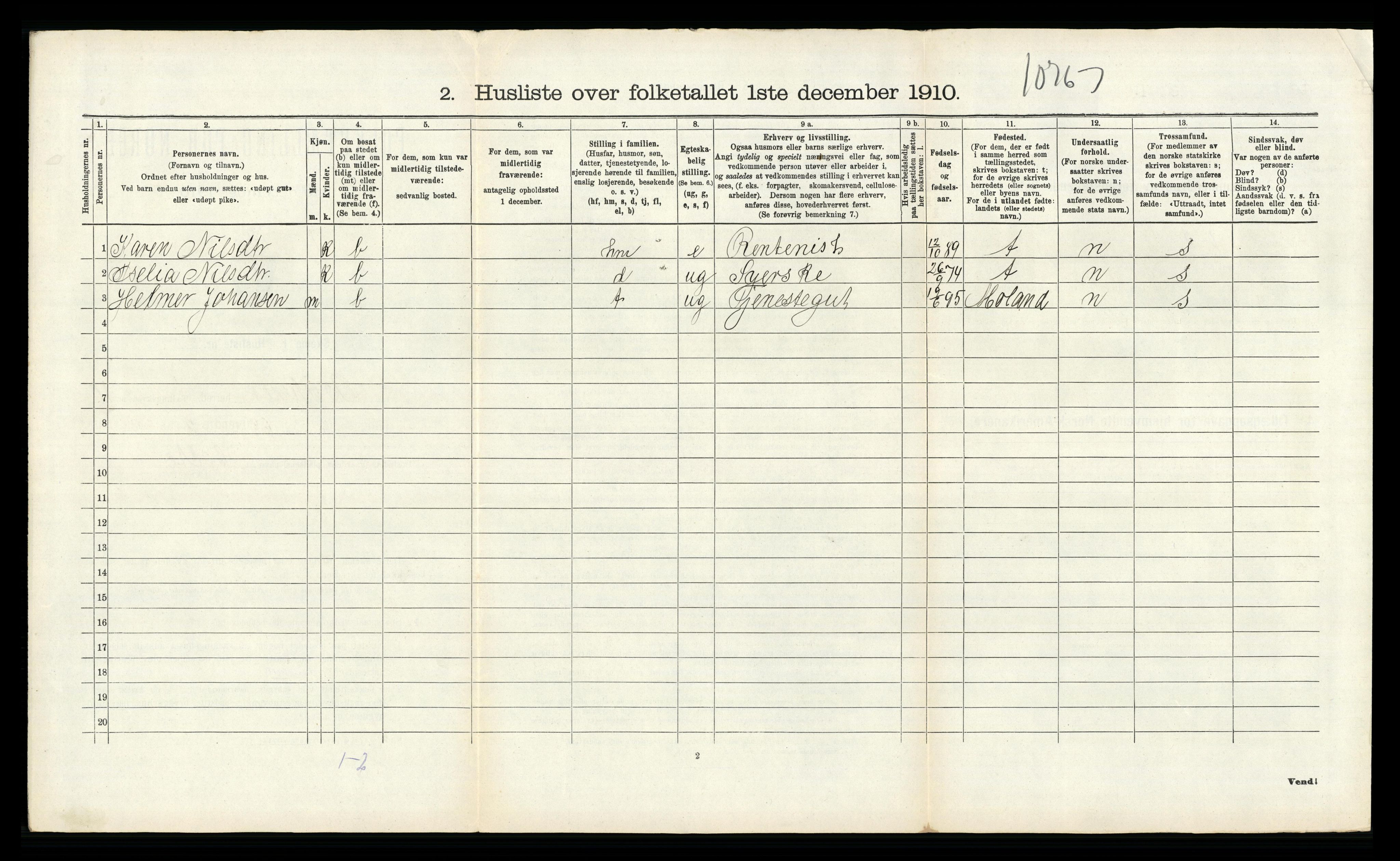 RA, Folketelling 1910 for 0928 Birkenes herred, 1910, s. 745