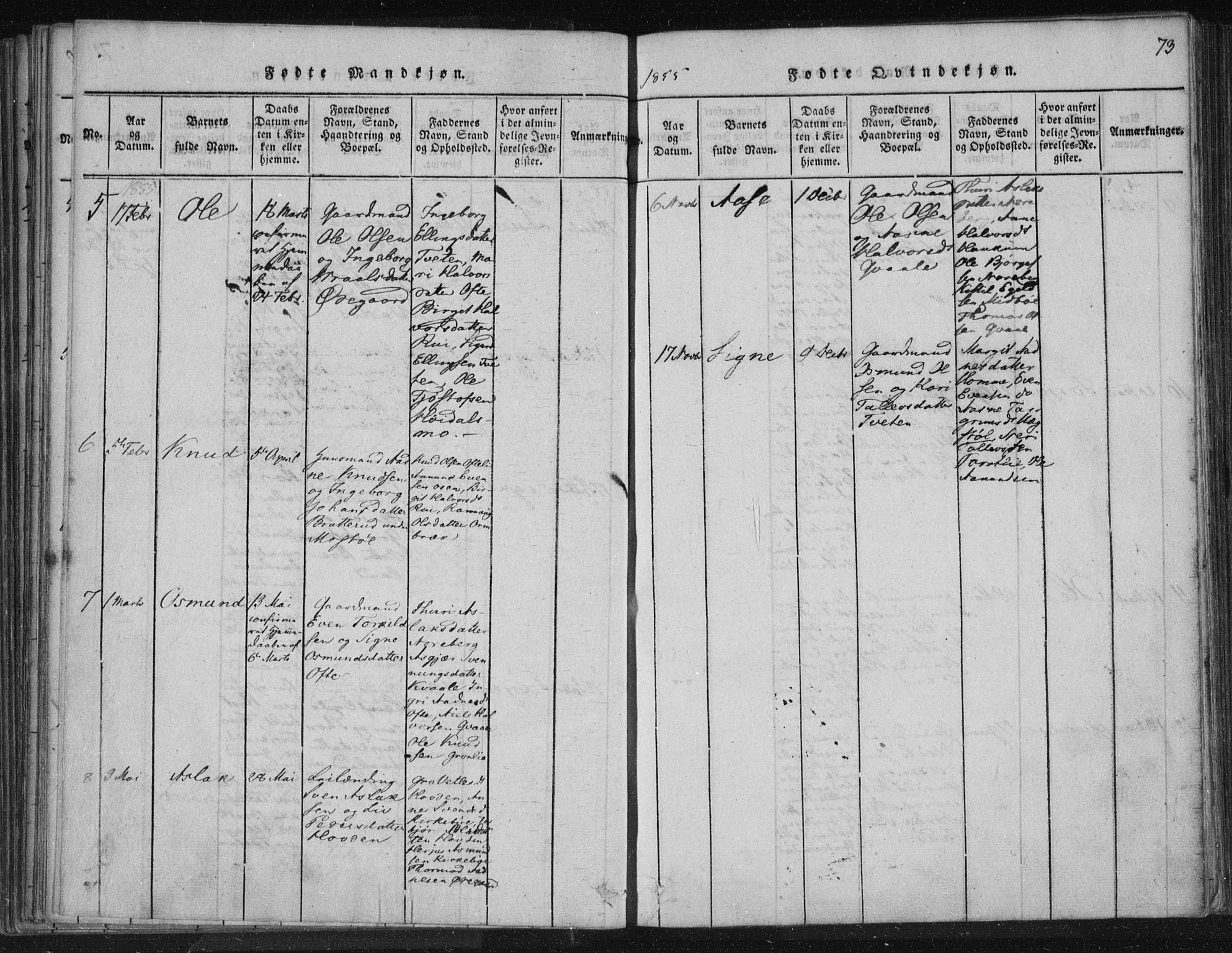 Lårdal kirkebøker, SAKO/A-284/F/Fc/L0001: Ministerialbok nr. III 1, 1815-1860, s. 73