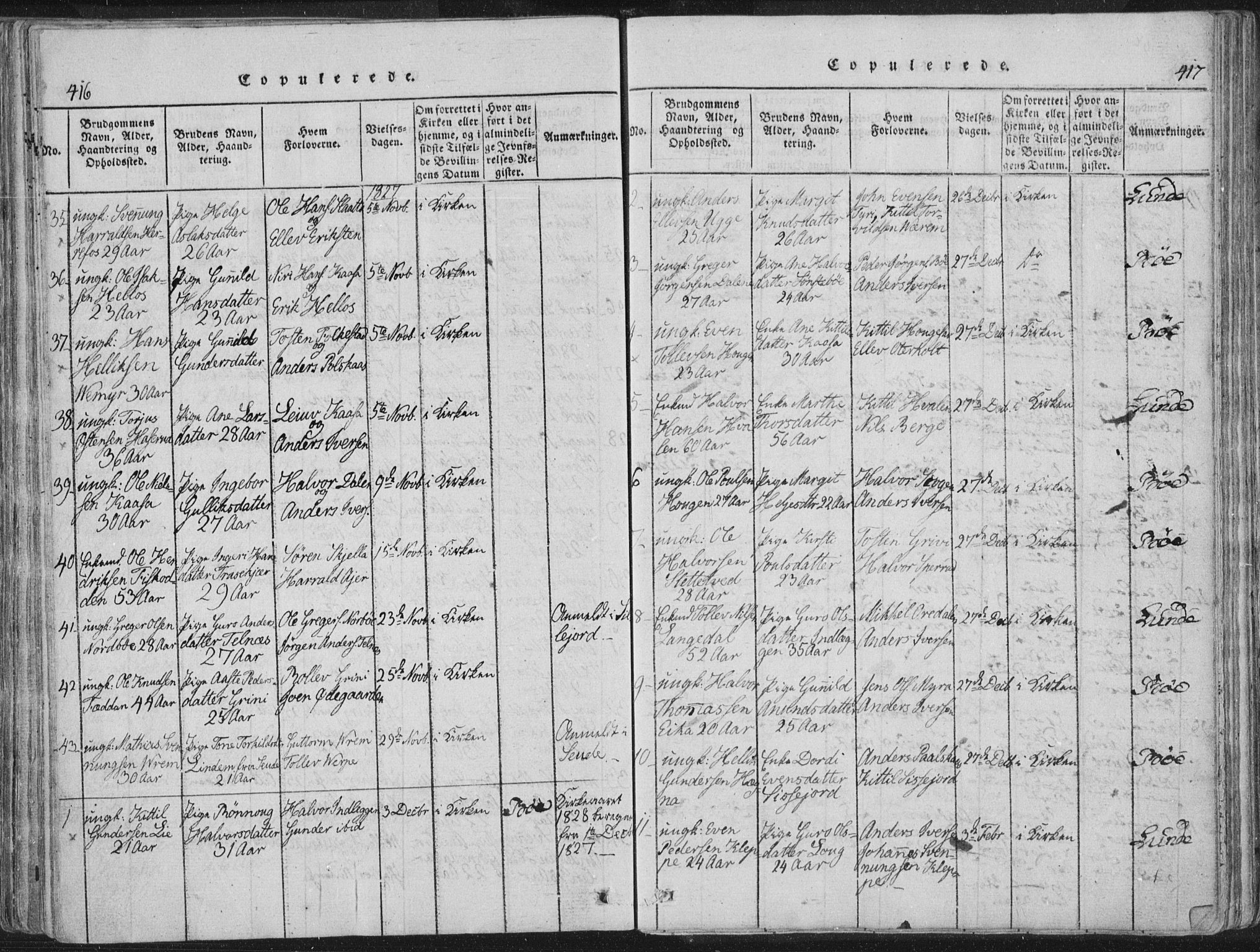 Bø kirkebøker, AV/SAKO-A-257/F/Fa/L0006: Ministerialbok nr. 6, 1815-1831, s. 416-417