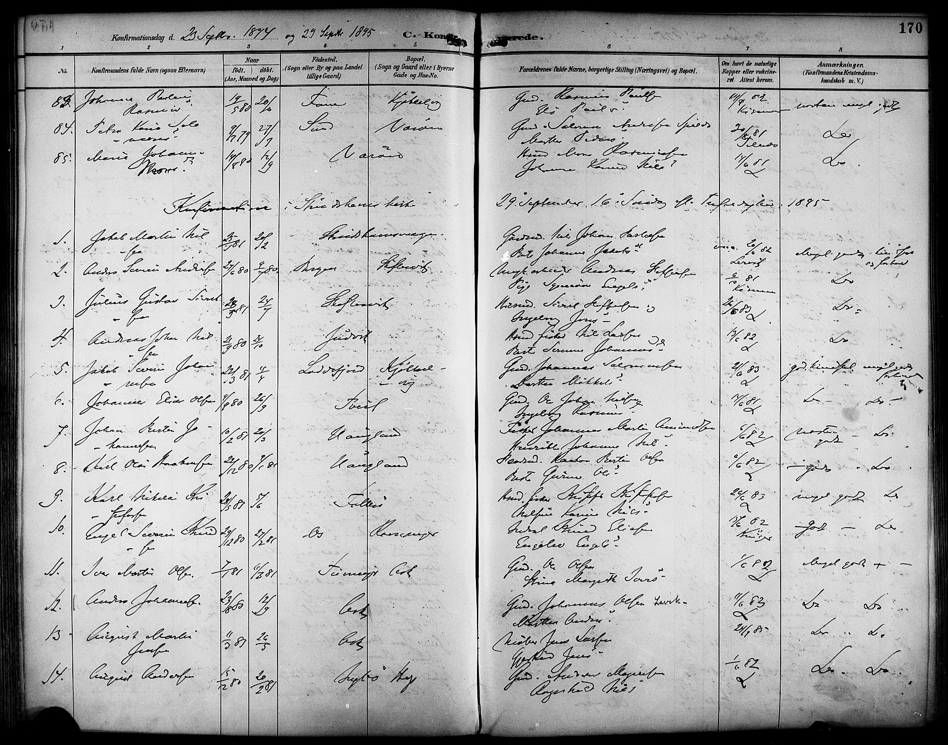 Askøy Sokneprestembete, AV/SAB-A-74101/H/Ha/Haa/Haab/L0002: Ministerialbok nr. B 2, 1889-1902, s. 170
