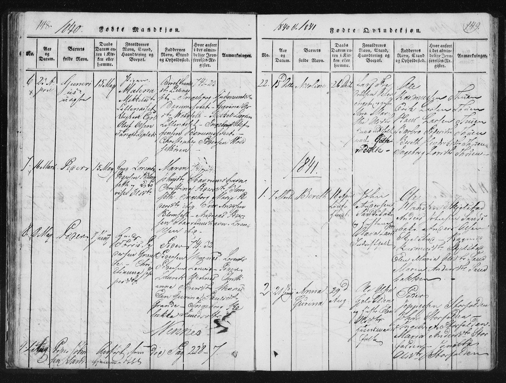 Ministerialprotokoller, klokkerbøker og fødselsregistre - Nord-Trøndelag, SAT/A-1458/744/L0417: Ministerialbok nr. 744A01, 1817-1842, s. 148-149