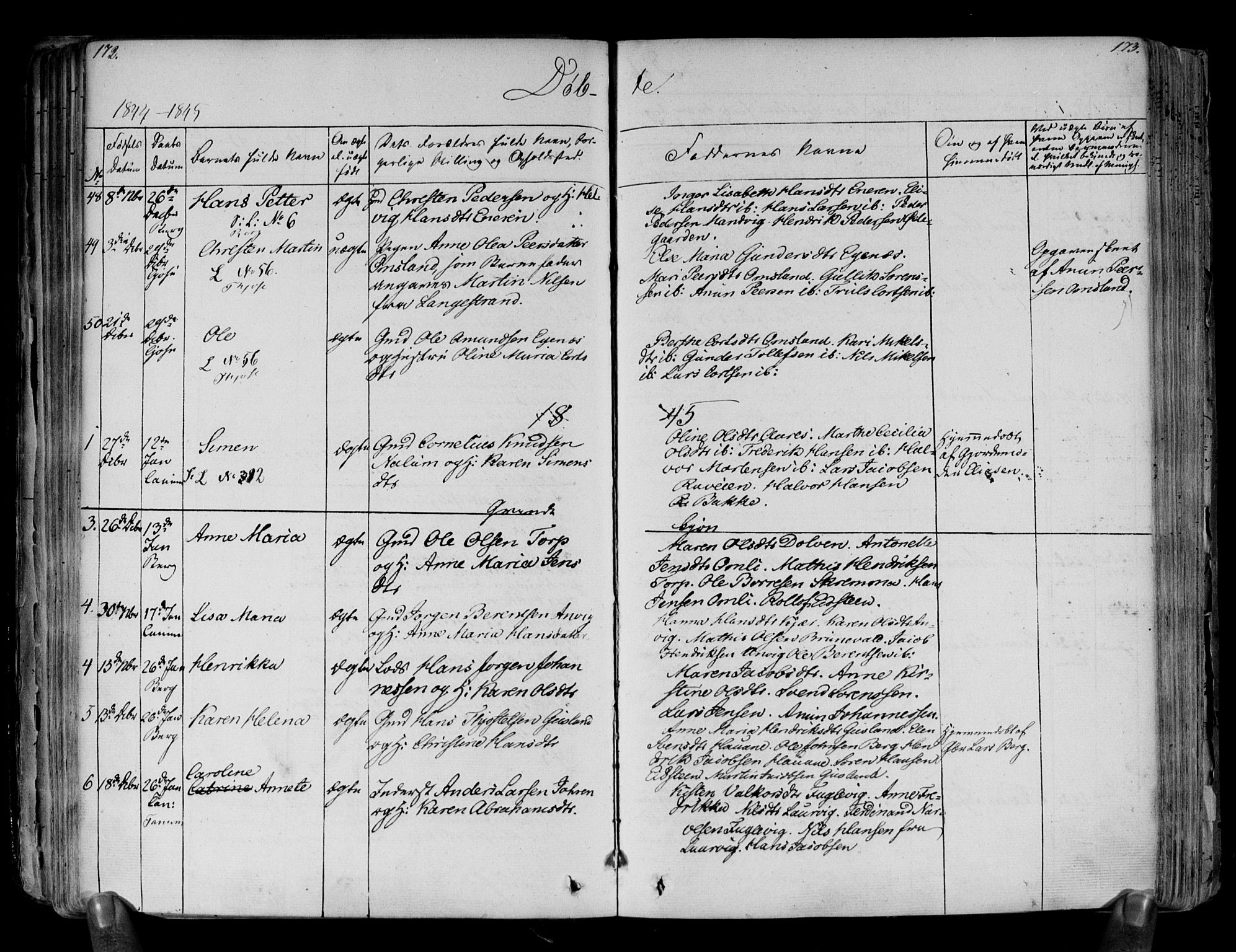 Brunlanes kirkebøker, SAKO/A-342/F/Fa/L0003: Ministerialbok nr. I 3, 1834-1845, s. 172-173