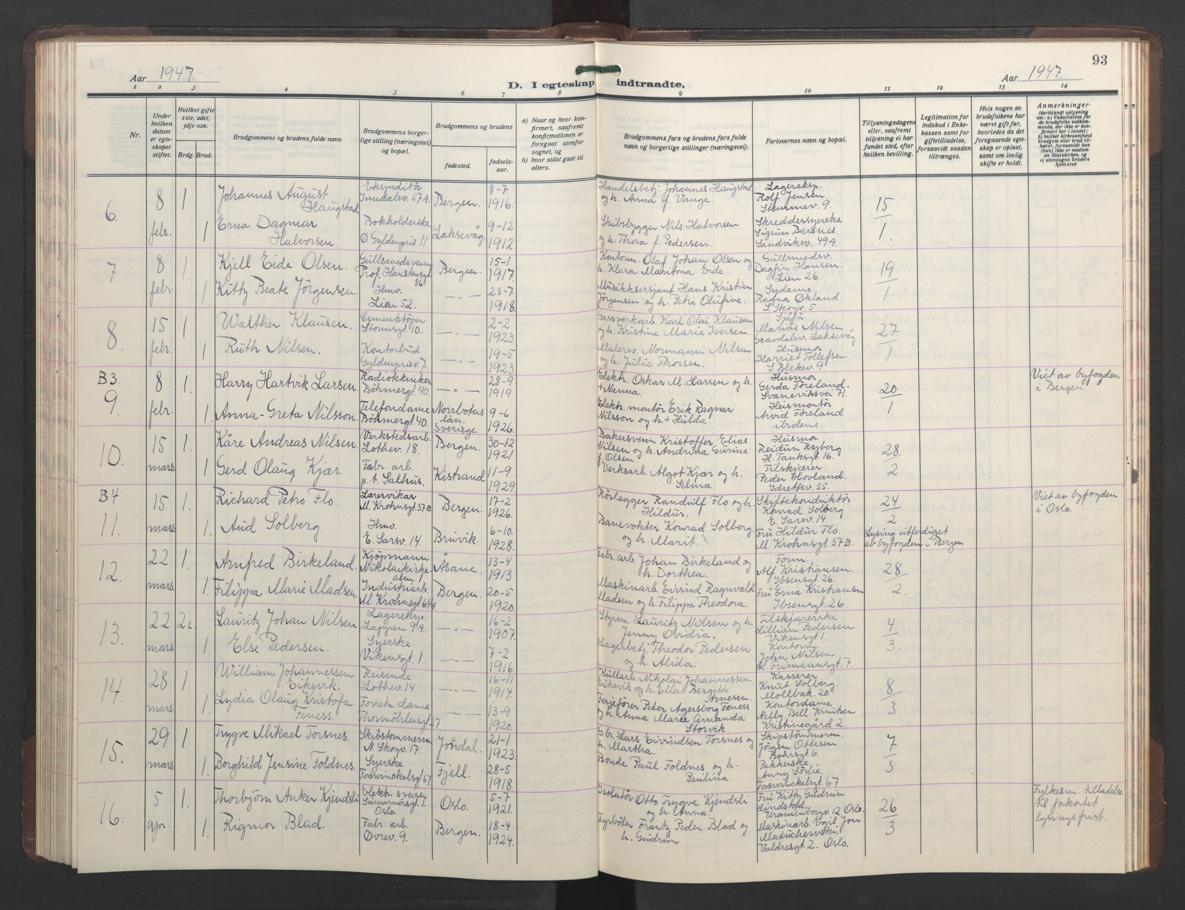 St. Markus sokneprestembete, AV/SAB-A-99935: Klokkerbok nr. C 1, 1928-1947, s. 92b-93a