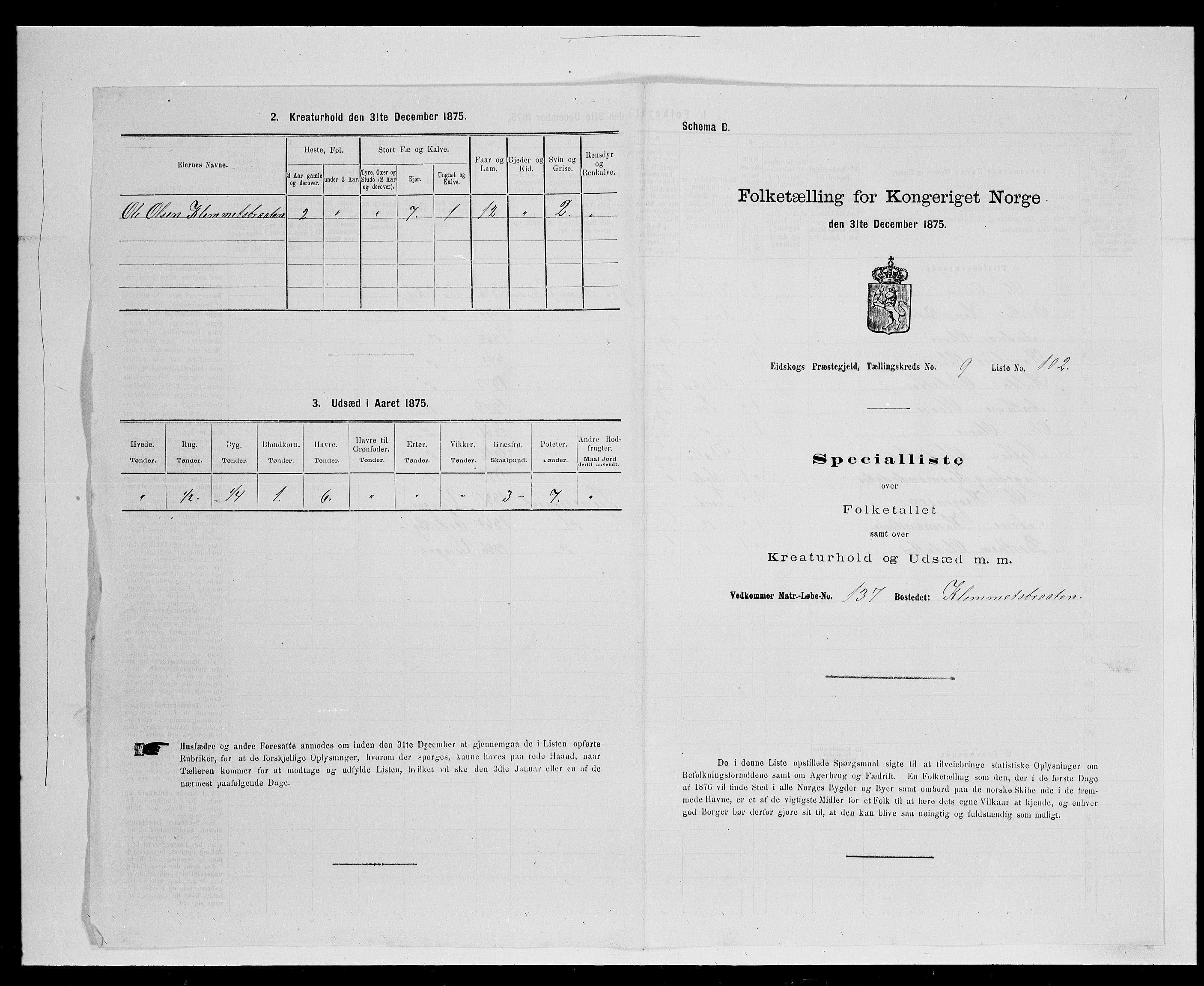 SAH, Folketelling 1875 for 0420P Eidskog prestegjeld, 1875, s. 1721