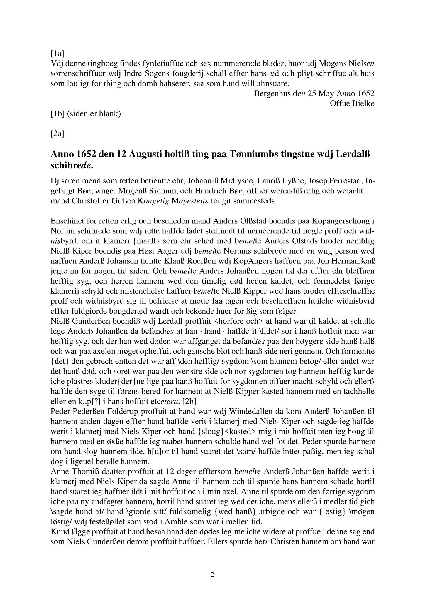 Samling av fulltekstavskrifter, SAB/FULLTEKST/A/14/0002: Indre Sogn sorenskriveri: Tingbok nr. A 2, 1652-1653
