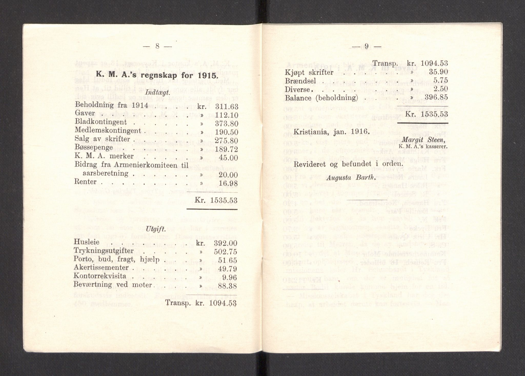 Kvinnelige Misjonsarbeidere, AV/RA-PA-0699/F/Fa/L0001/0007: -- / Årsmeldinger, trykte, 1906-1915