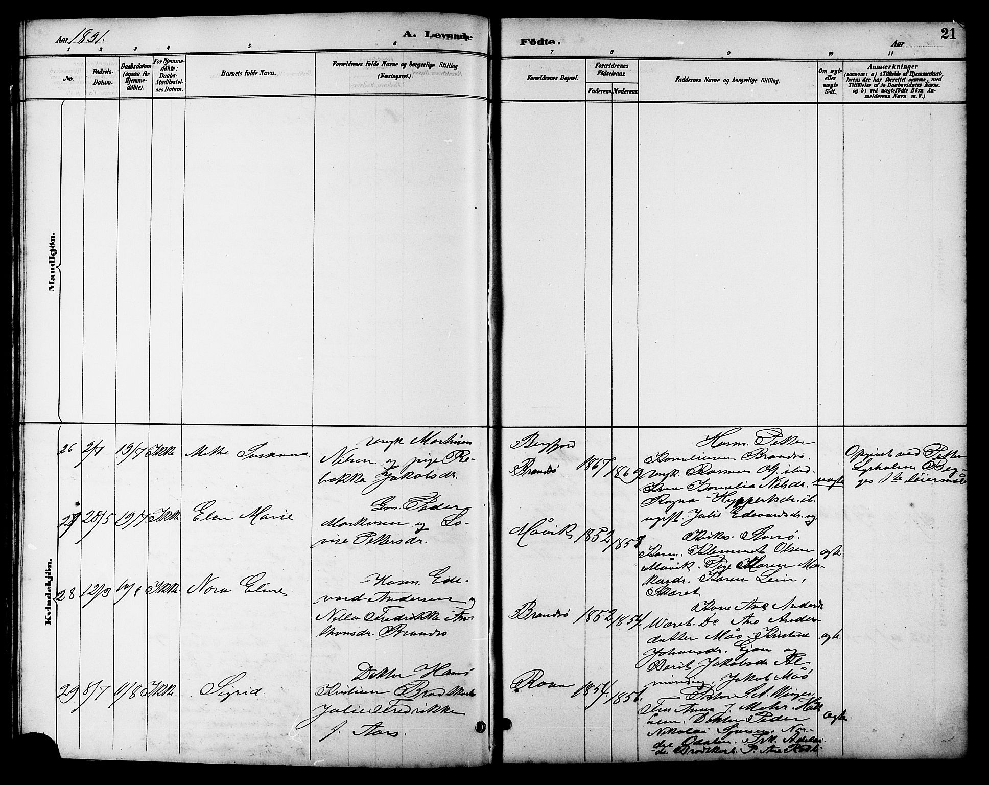 Ministerialprotokoller, klokkerbøker og fødselsregistre - Sør-Trøndelag, AV/SAT-A-1456/657/L0716: Klokkerbok nr. 657C03, 1889-1904, s. 21