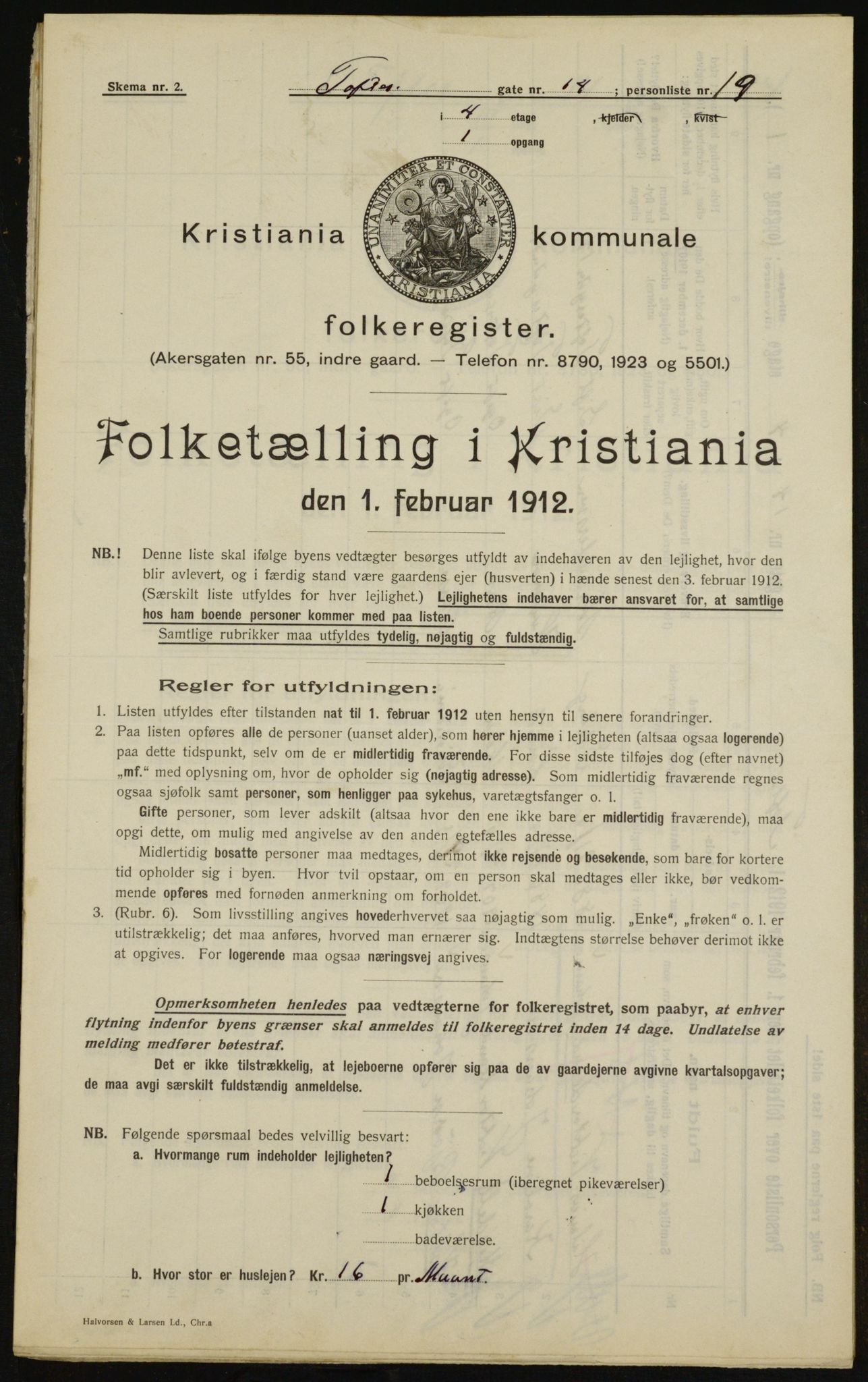 OBA, Kommunal folketelling 1.2.1912 for Kristiania, 1912, s. 111523