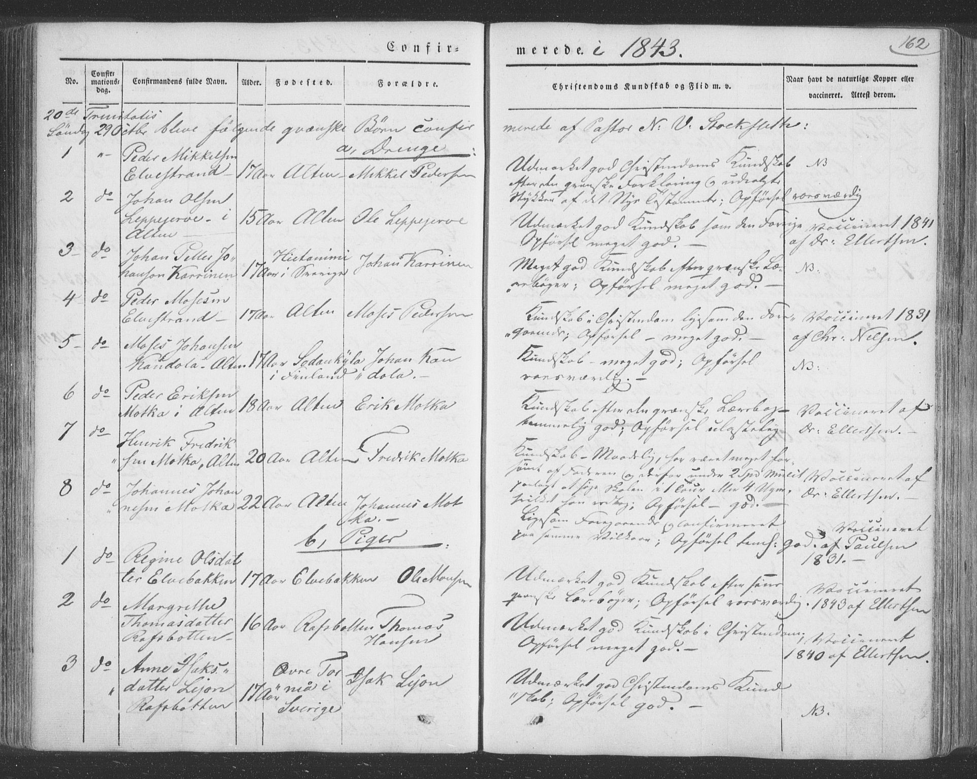Talvik sokneprestkontor, AV/SATØ-S-1337/H/Ha/L0009kirke: Ministerialbok nr. 9, 1837-1852, s. 162