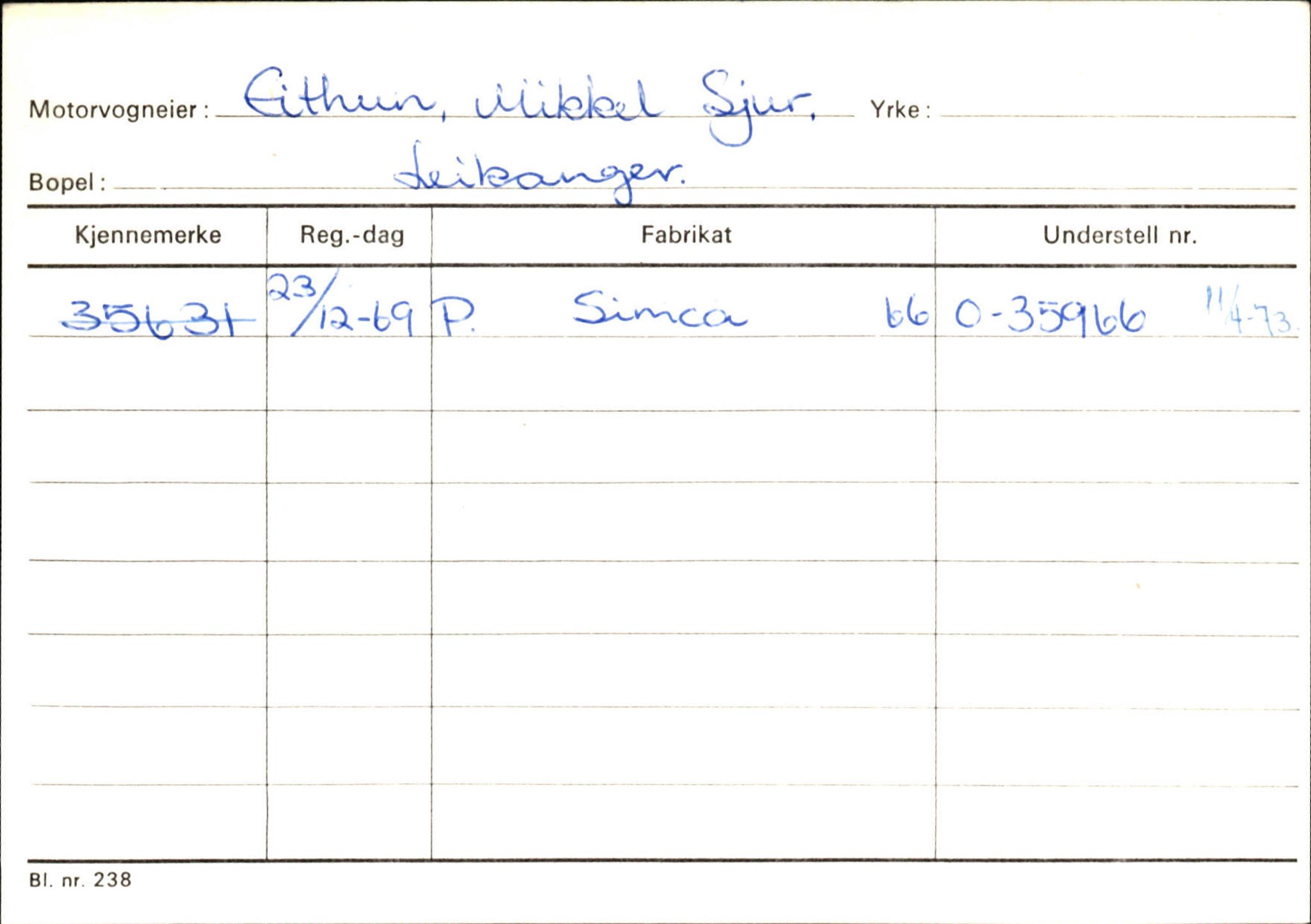 Statens vegvesen, Sogn og Fjordane vegkontor, AV/SAB-A-5301/4/F/L0126: Eigarregister Fjaler M-Å. Leikanger A-Å, 1945-1975, s. 1055