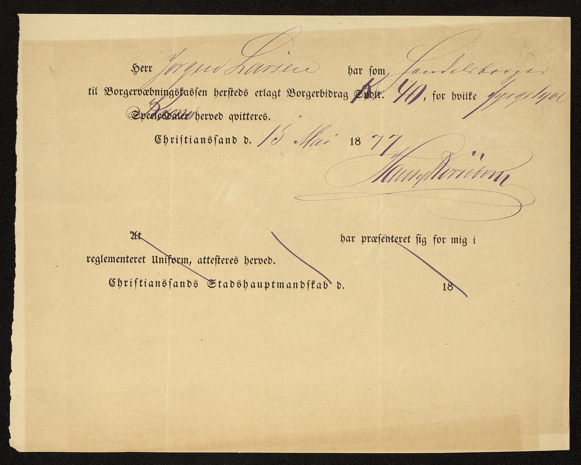 Kristiansand By - Magistraten, IKAV/1001KG122/G/Gc/L0009: Borgerbrev, 1877-1901