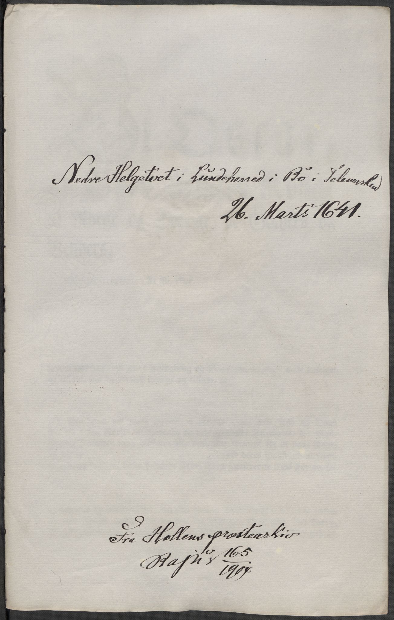 Riksarkivets diplomsamling, AV/RA-EA-5965/F15/L0026: Prestearkiv - Telemark, 1575-1838, s. 36