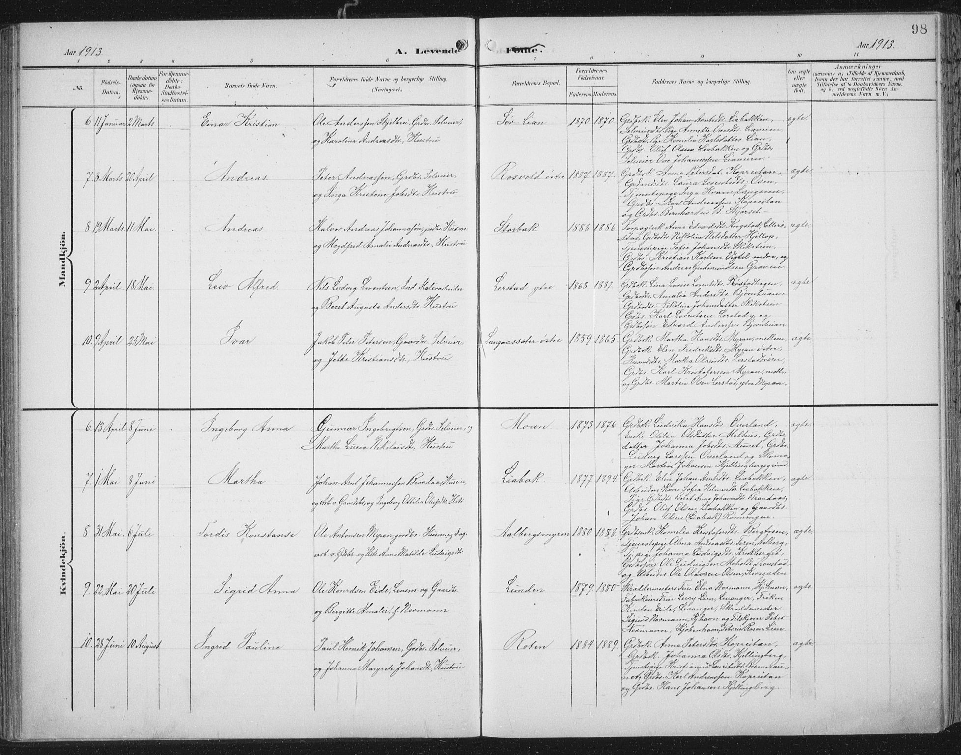 Ministerialprotokoller, klokkerbøker og fødselsregistre - Nord-Trøndelag, AV/SAT-A-1458/701/L0011: Ministerialbok nr. 701A11, 1899-1915, s. 98