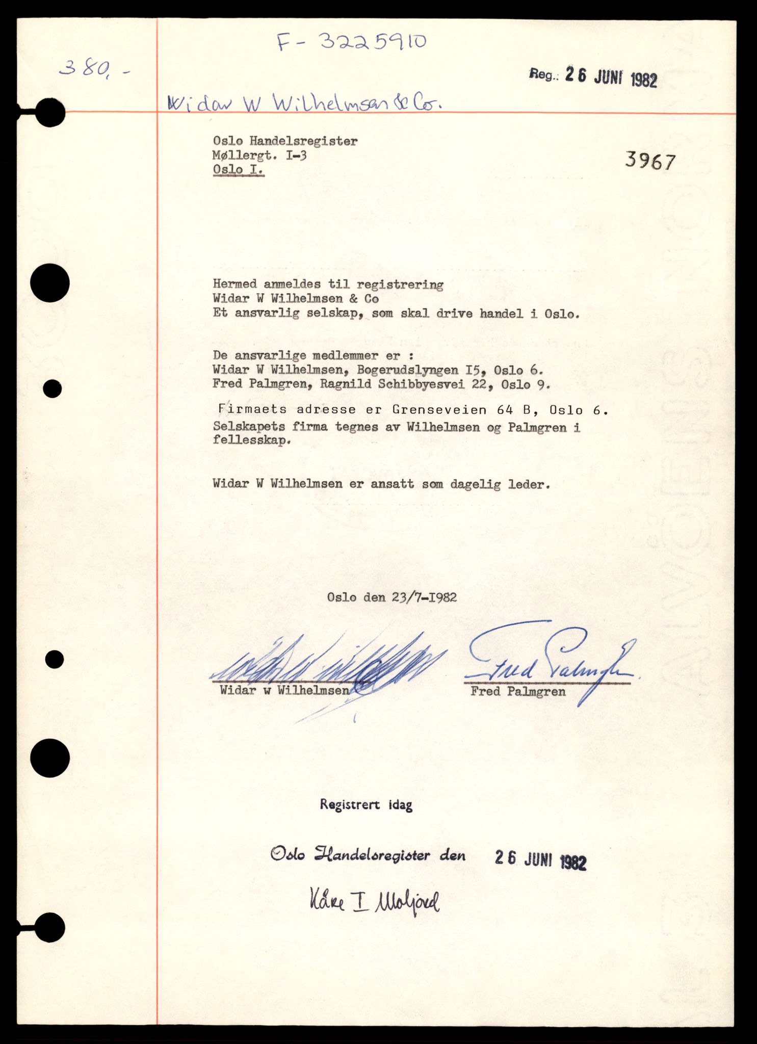 Oslo byfogd, Handelsregisteret, AV/SAT-A-10867/G/Gb/Gbb/L0092: Registreringsmeldinger, Vi-Ø, 1986, s. 1