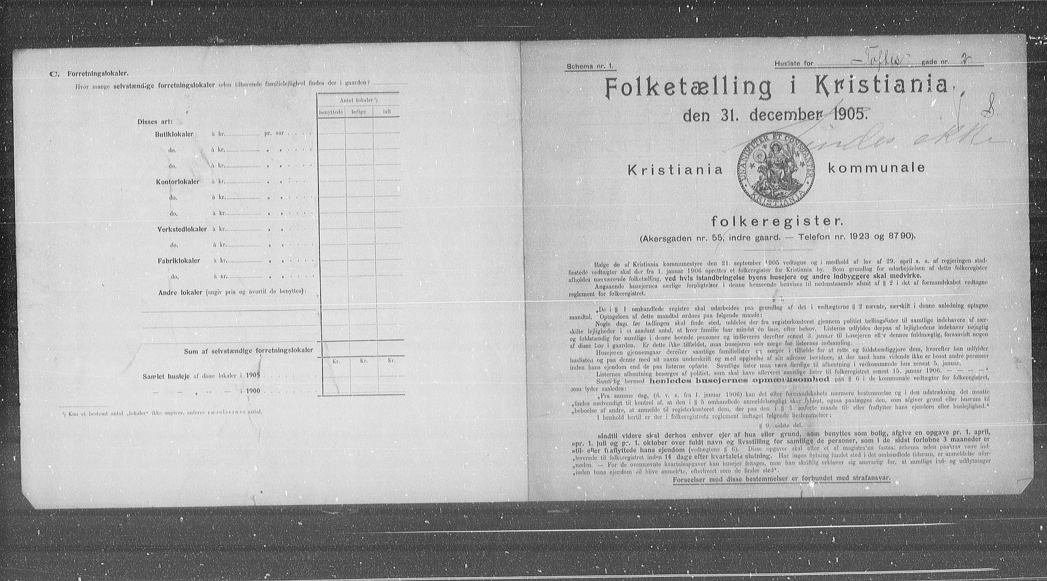 OBA, Kommunal folketelling 31.12.1905 for Kristiania kjøpstad, 1905, s. 58428