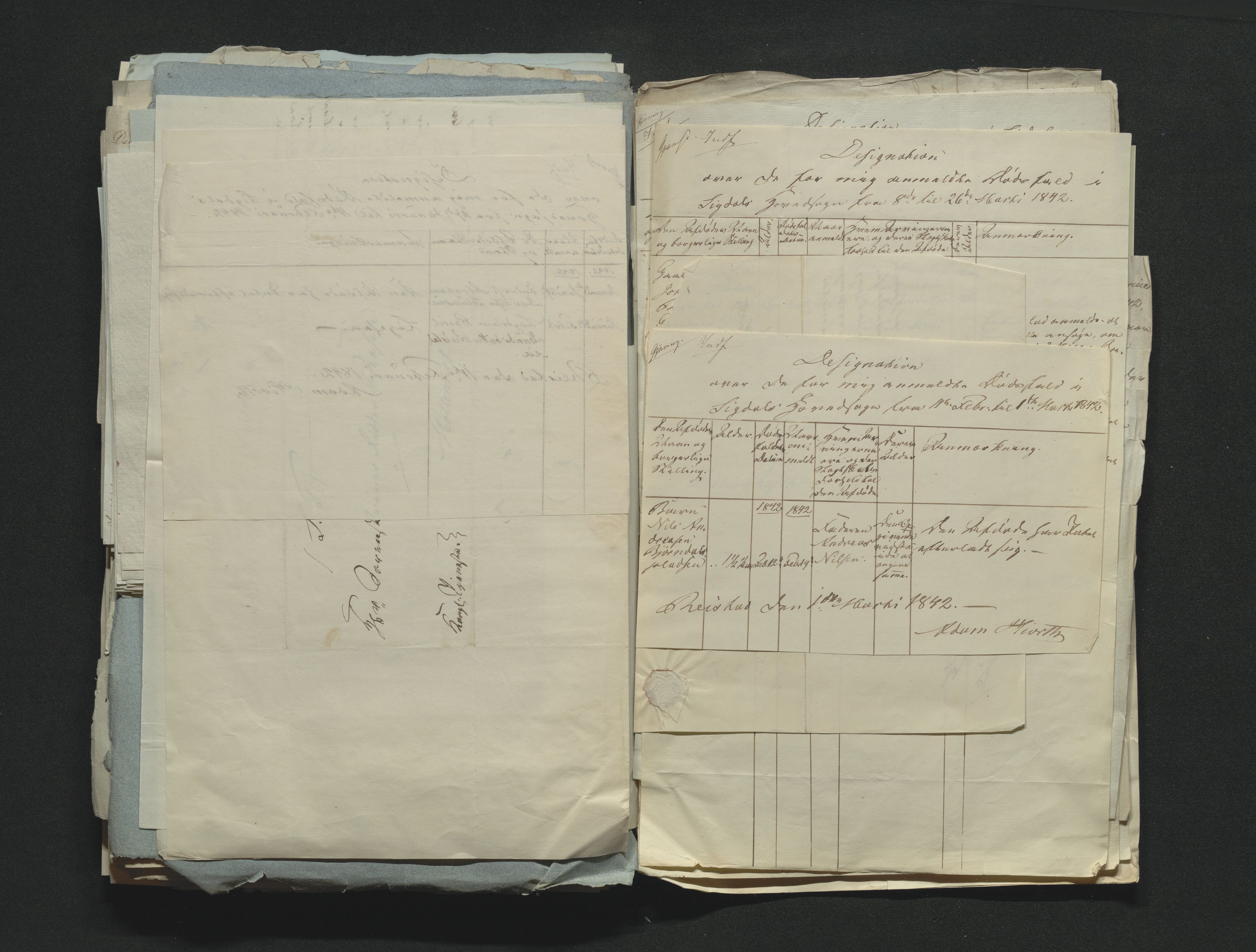 Eiker, Modum og Sigdal sorenskriveri, AV/SAKO-A-123/H/Ha/Hab/L0006: Dødsfallsmeldinger, 1841-1845