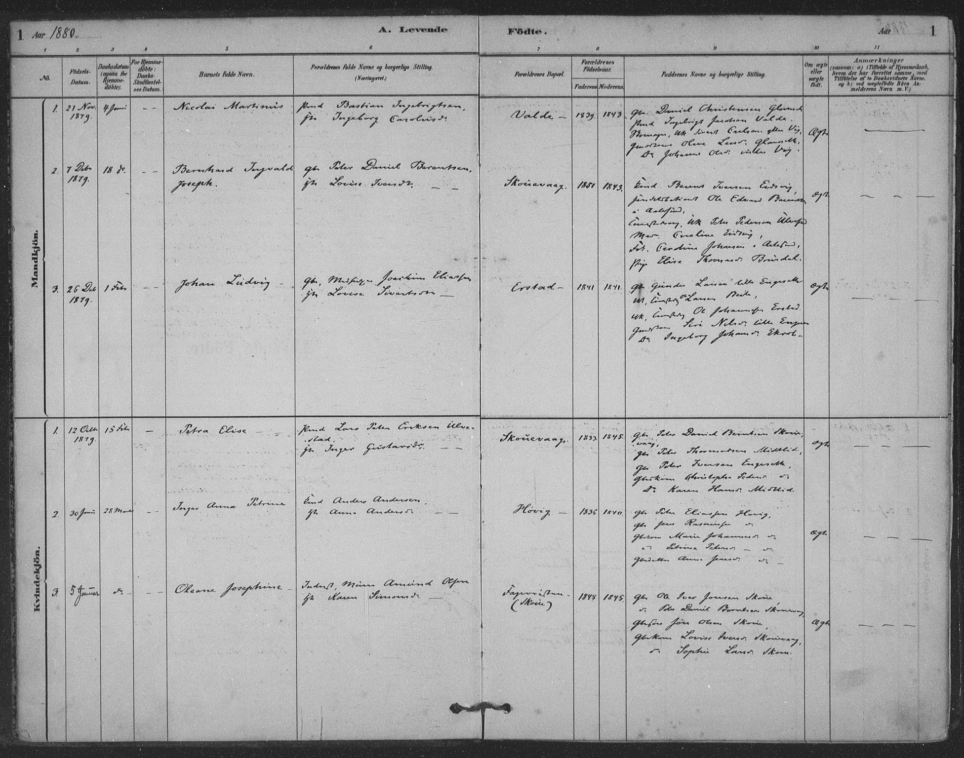 Ministerialprotokoller, klokkerbøker og fødselsregistre - Møre og Romsdal, AV/SAT-A-1454/524/L0356: Ministerialbok nr. 524A08, 1880-1899, s. 1