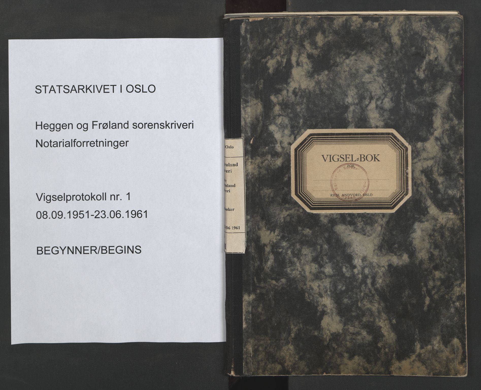 Heggen og Frøland tingrett, AV/SAO-A-10208/L/Lb/L0001: Vigselsbok, 1951-1961